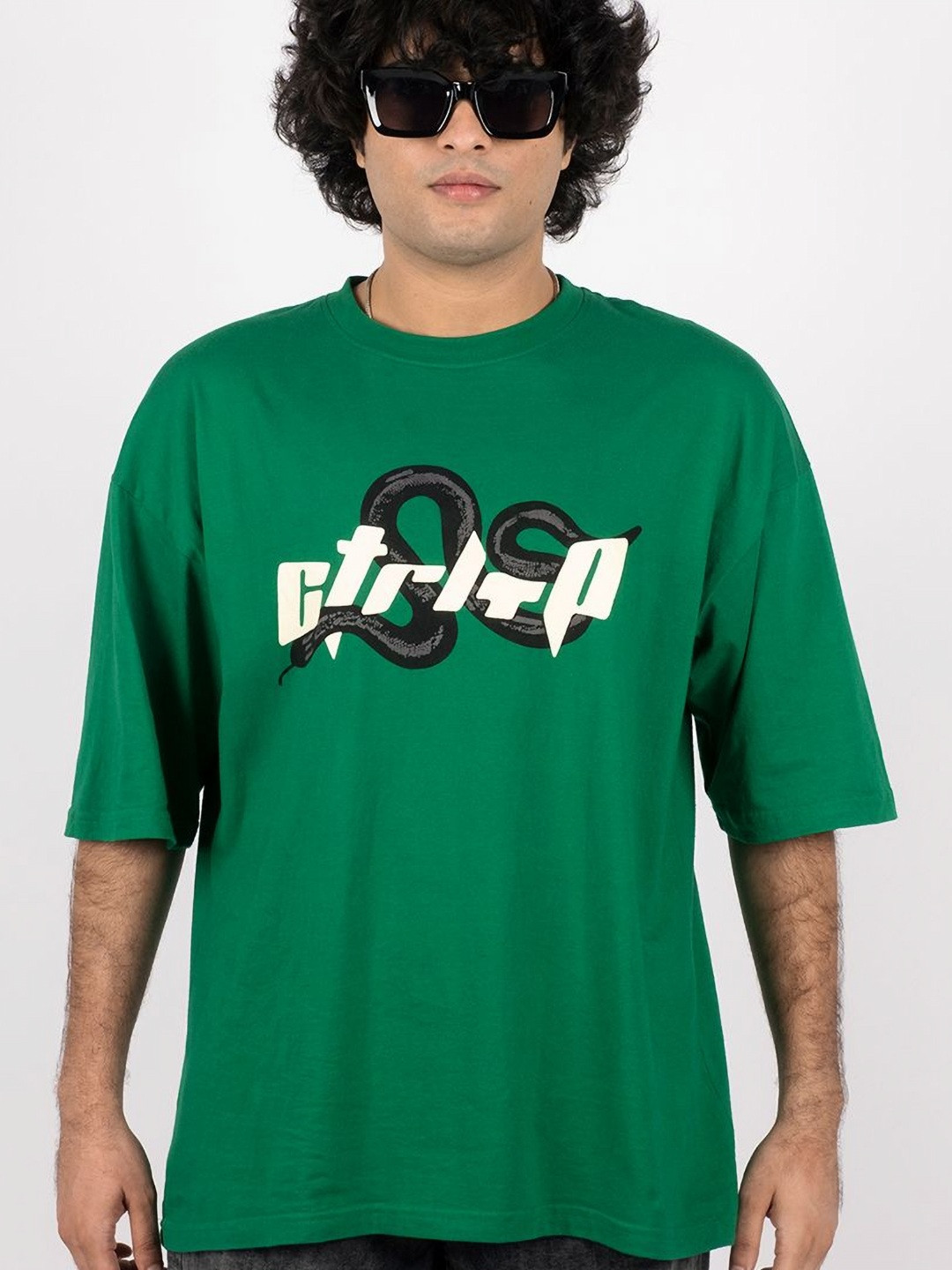 CTRL+P Unisex Graphic Printed Round Neck Cotton Oversized T-shirt