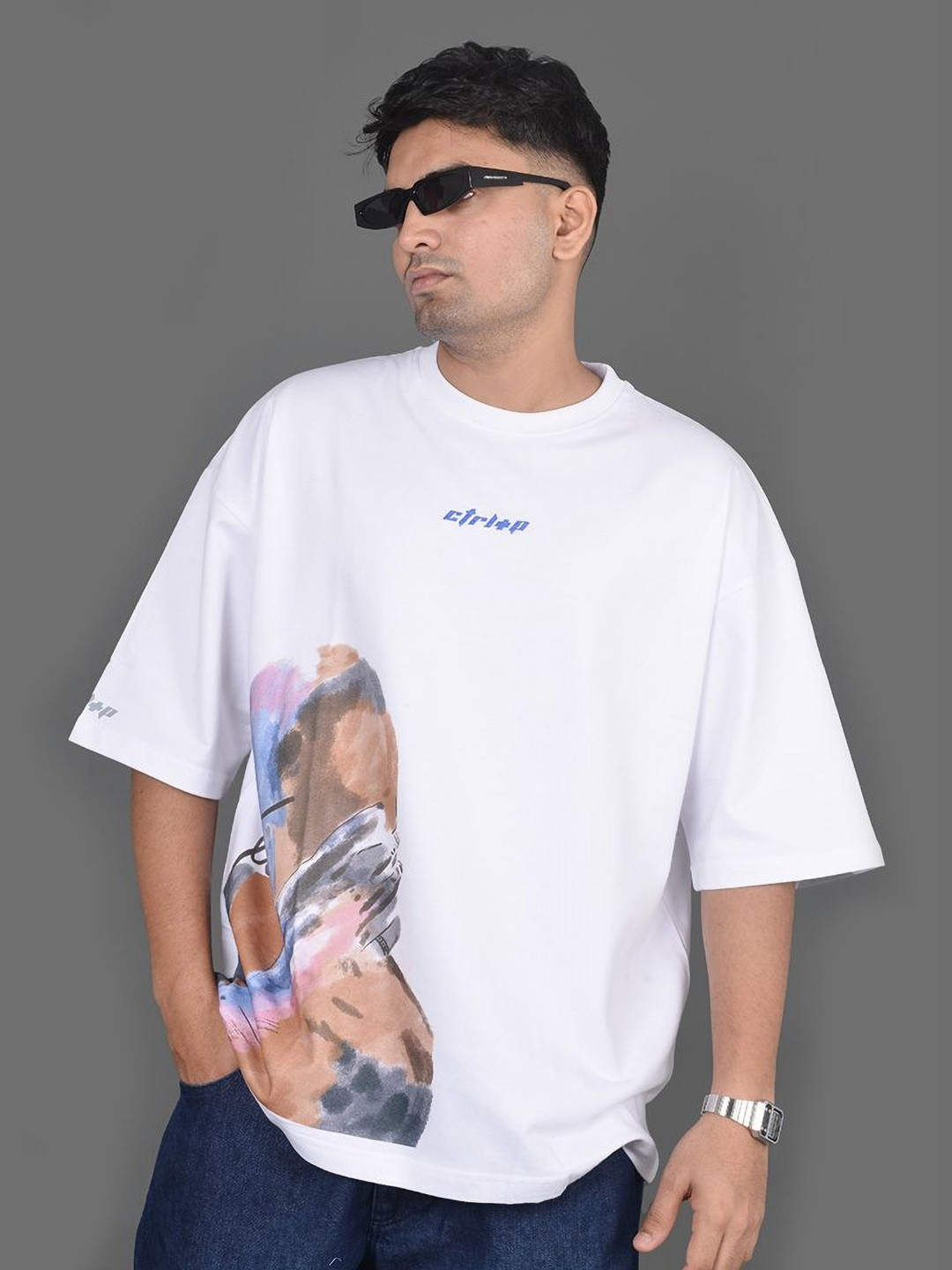 CTRL+P Unisex Graphic Printed Round Neck Cotton Relaxed Fit T-shirt