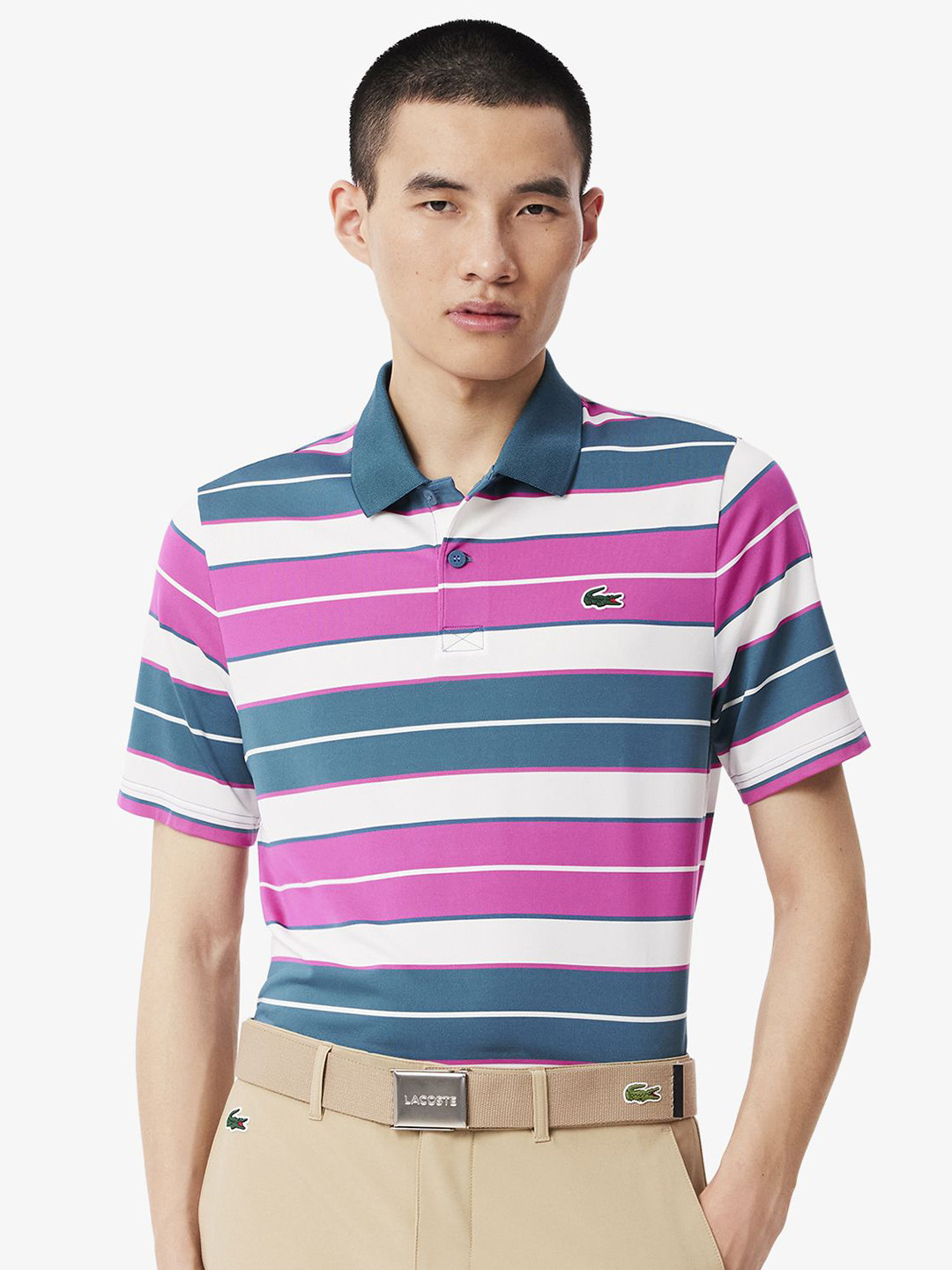 Lacoste Men Striped Polo Collar T-shirt