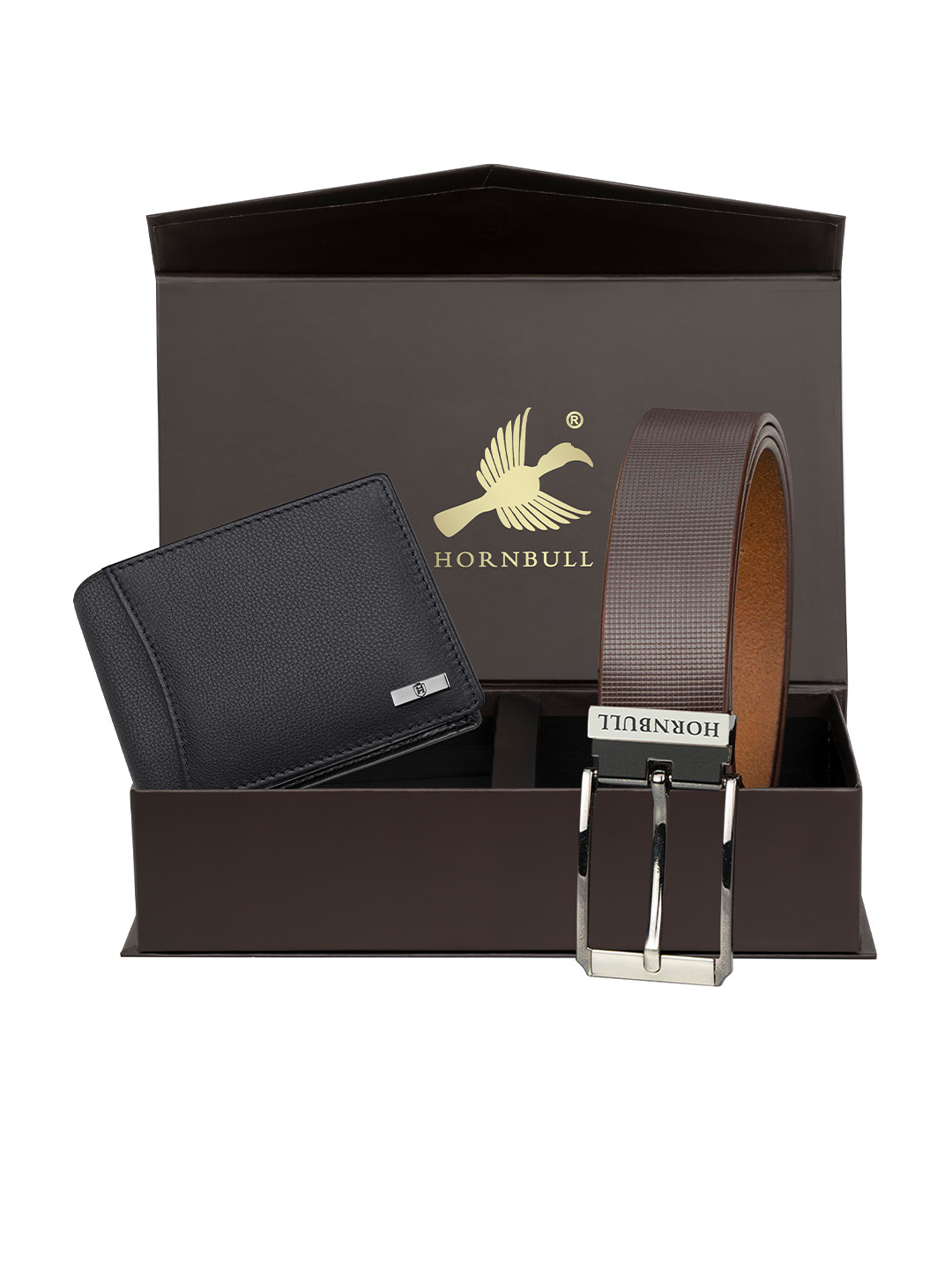 Hornbull Themes Leather RFID Protected Black Wallet & Belt Accessory Gift Set