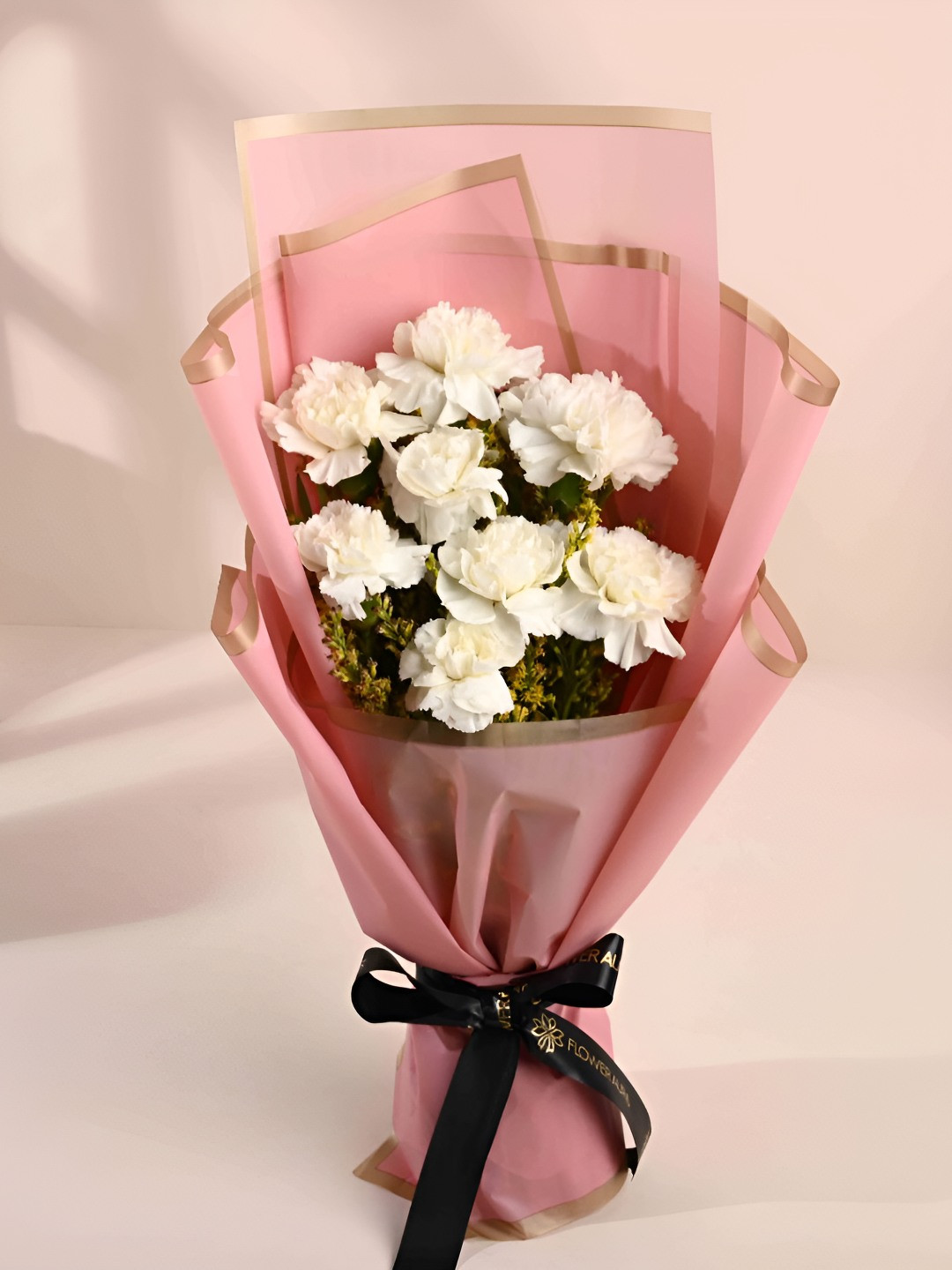 Floweraura White & Green 8 Pieces Fresh Live Carnations Flower Bouquet