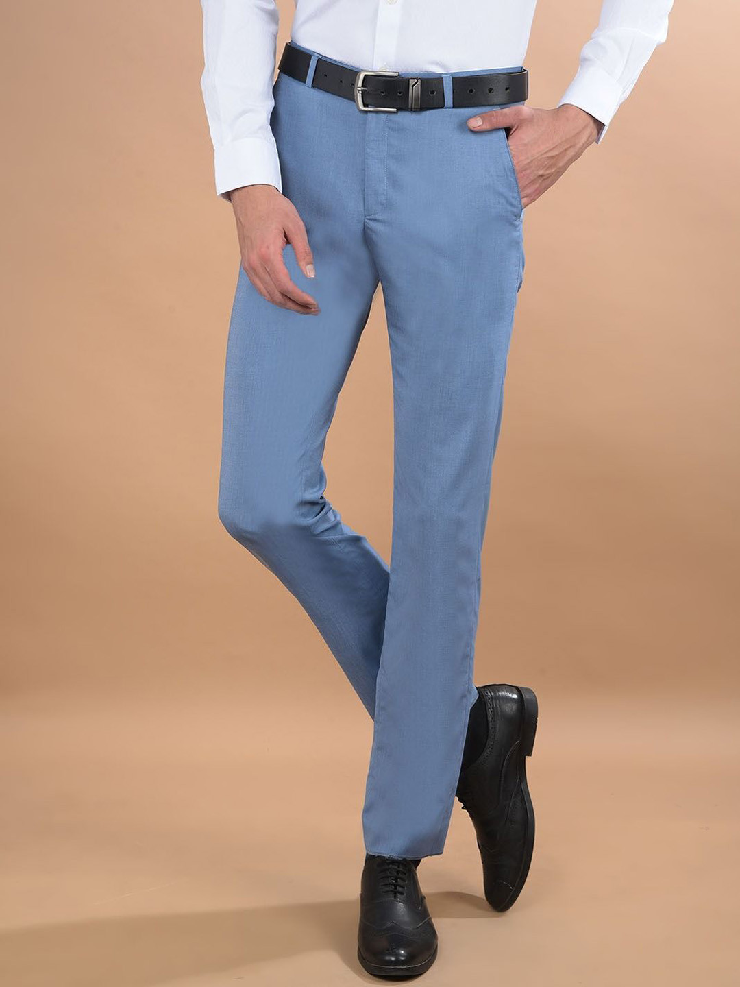 Canary London Men Smart Mid-Rise Slim Fit Wrinkle Free Formal Trouser