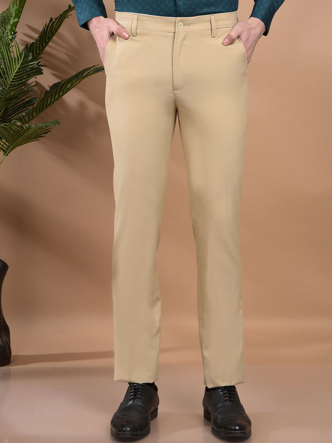 Canary London Men Smart Mid-Rise Slim Fit Wrinkle Free Formal Trouser