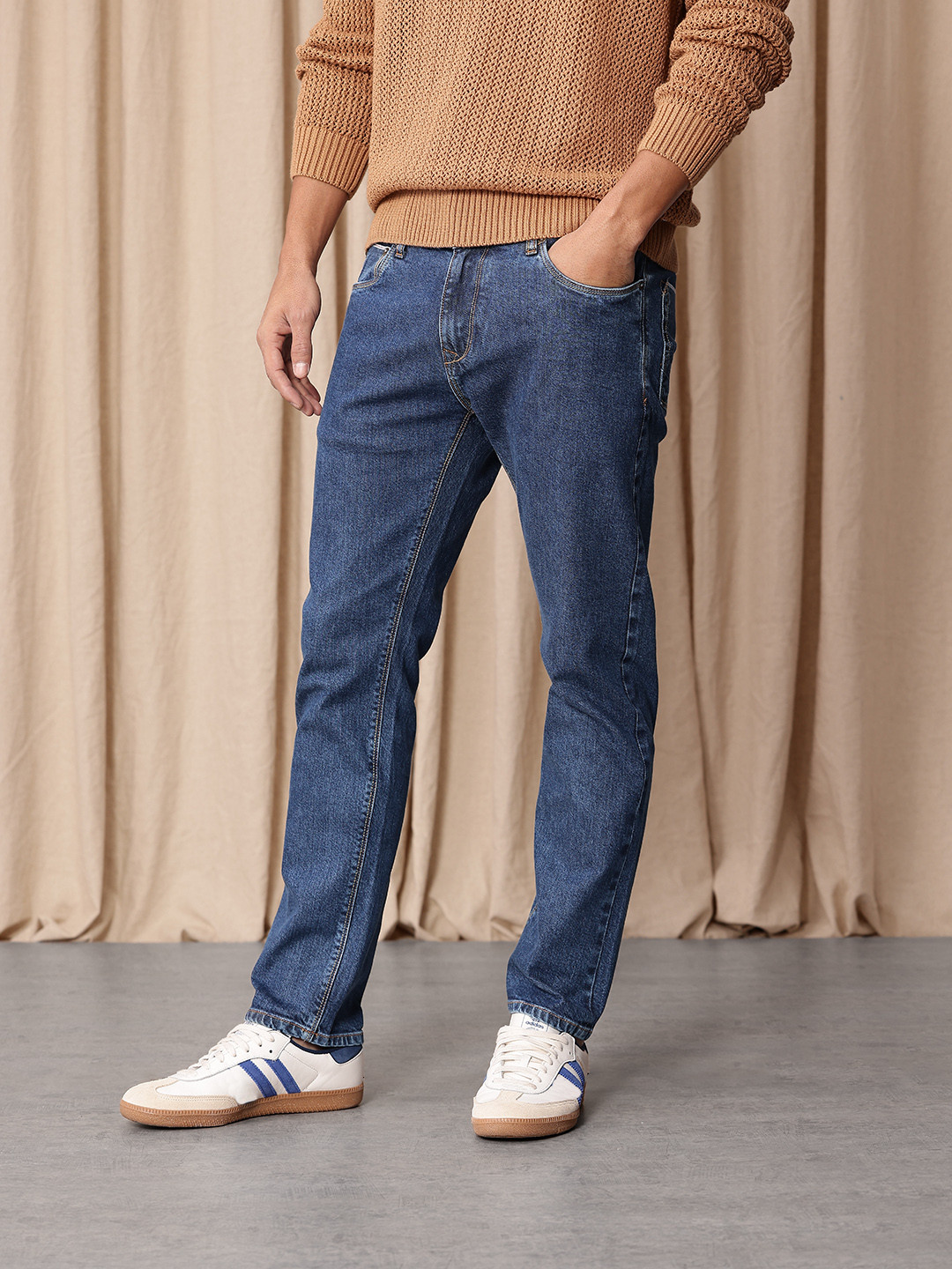 Mr Bowerbird Men Slim Fit Mid-Rise Light Fade Stretchable Jeans