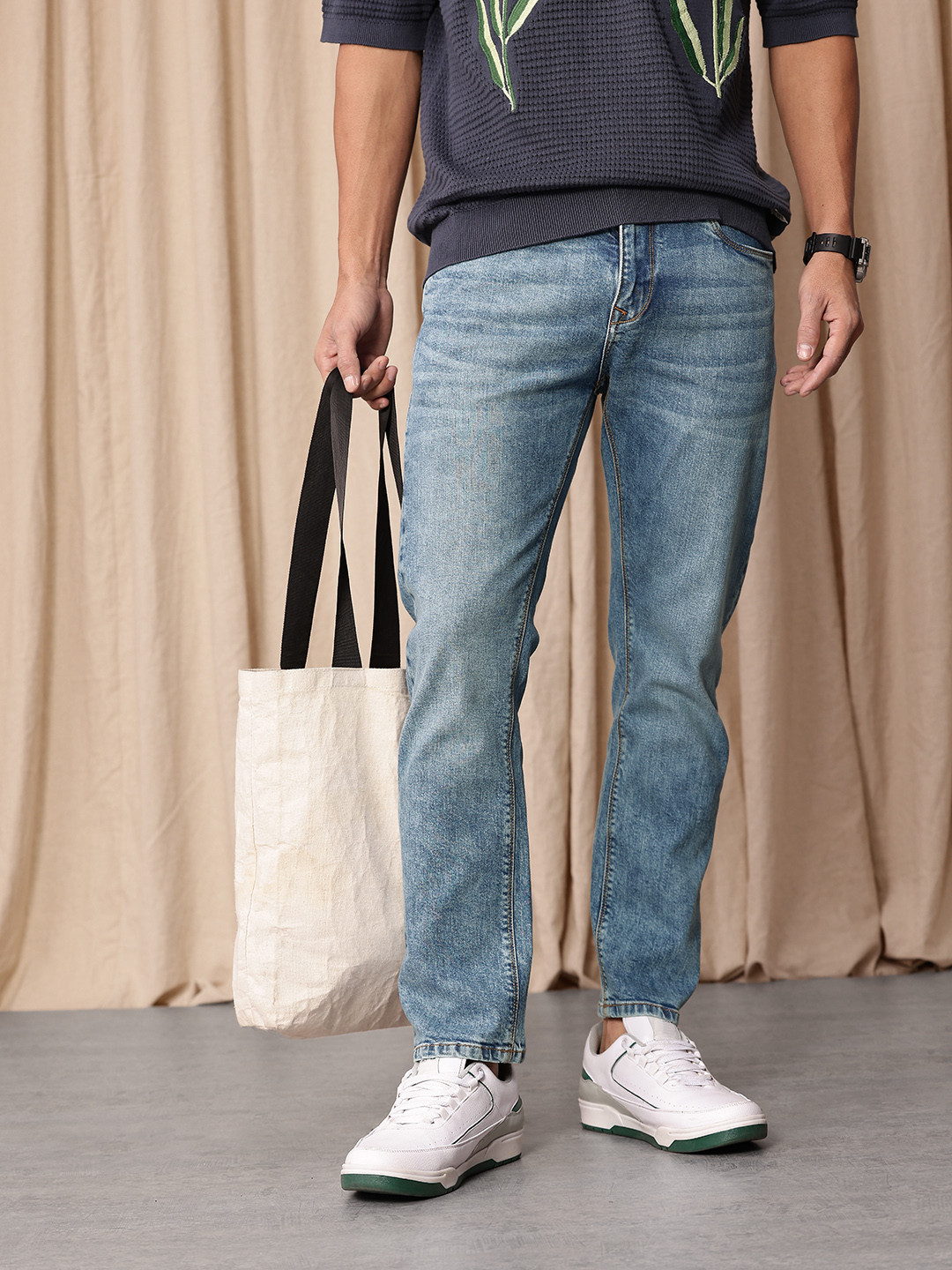 Mr Bowerbird Men Slim Fit Mid-Rise Heavy Fade Stretchable Jeans