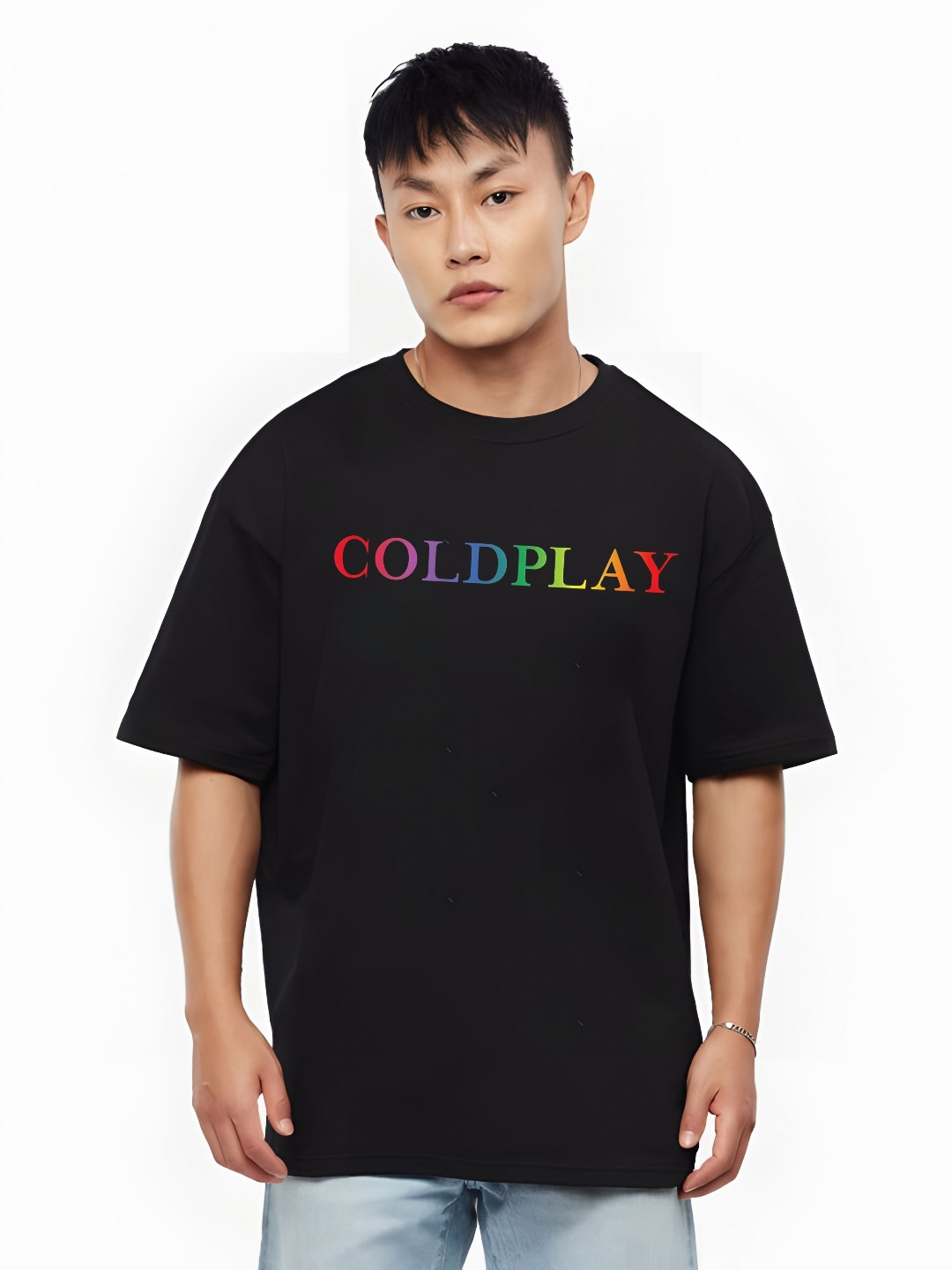 KAIDO Men Coldplay Typography Printed Oversized T-shirt
