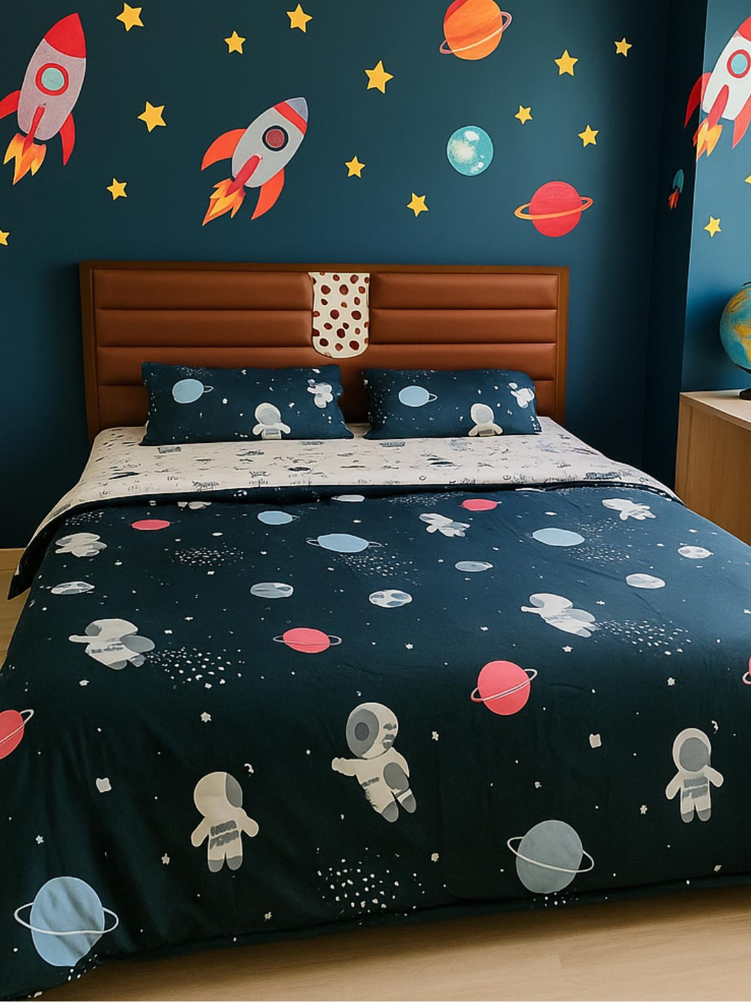 Famyo Astro 250 TC King Bedsheet set with fitted bedsheet & 2 pillow covers