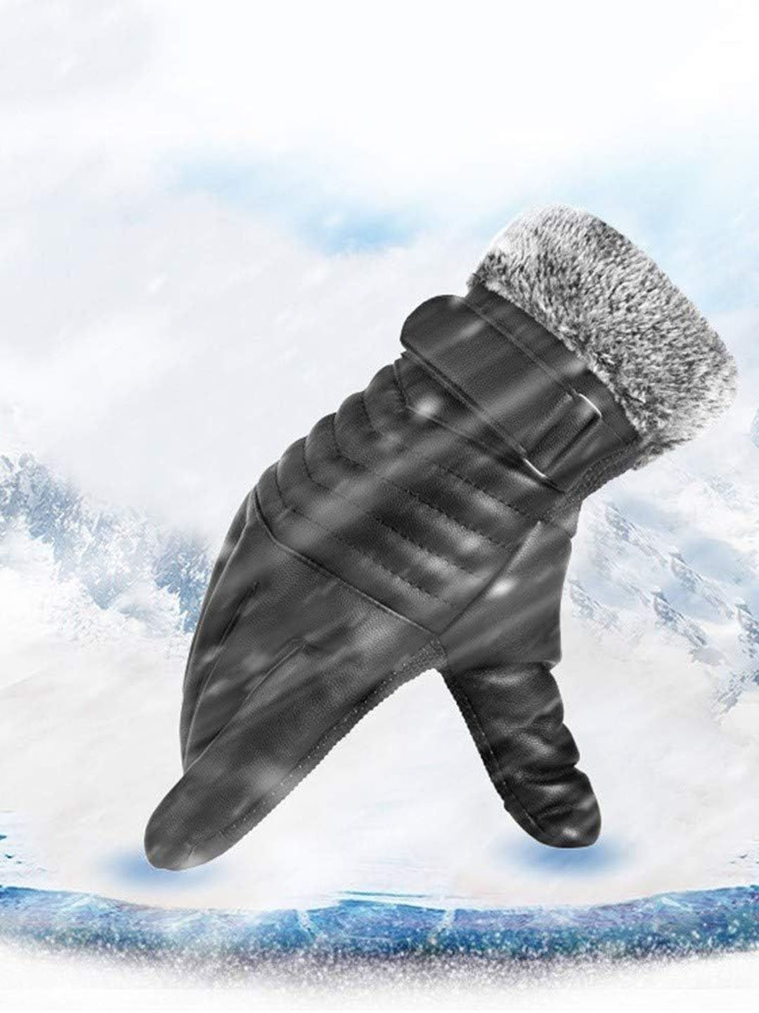 Alexvyan Men Patterned Snow & Wind Proof Riding Thermal Warm Winter Touch Screen Gloves