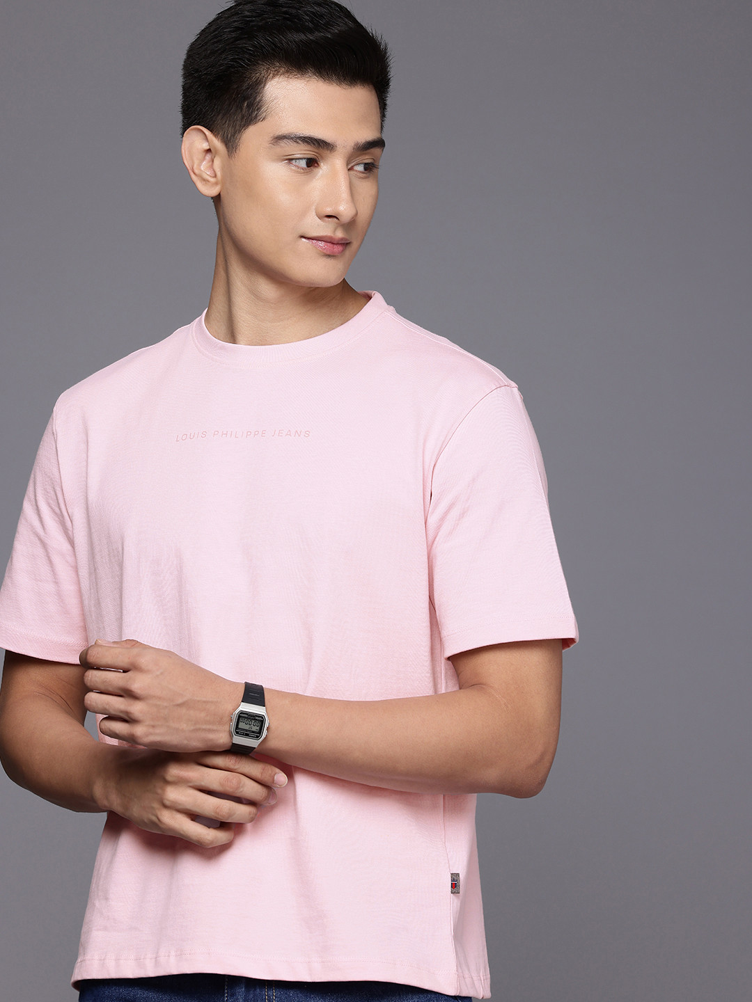 Men Boxy Fit Silicon HD Branding Half Sleeve Casual Tshirt