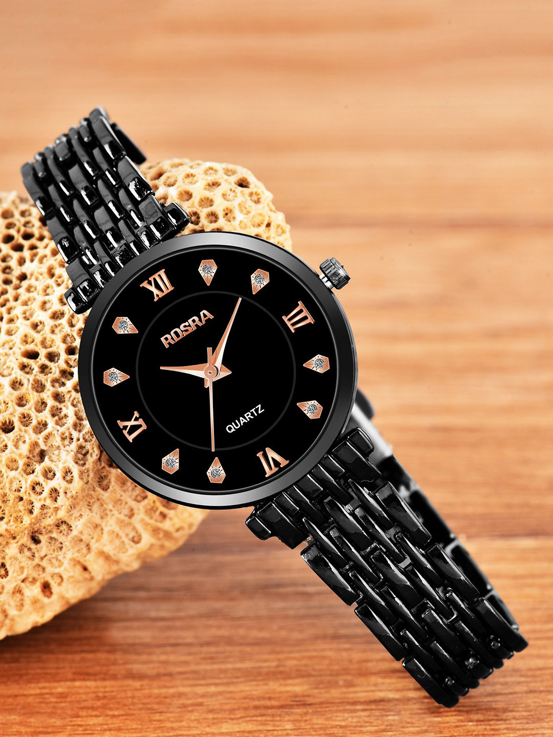 WATCHSTAR Women Embellished Dial Reset Time Analogue Watch Ladies KP black