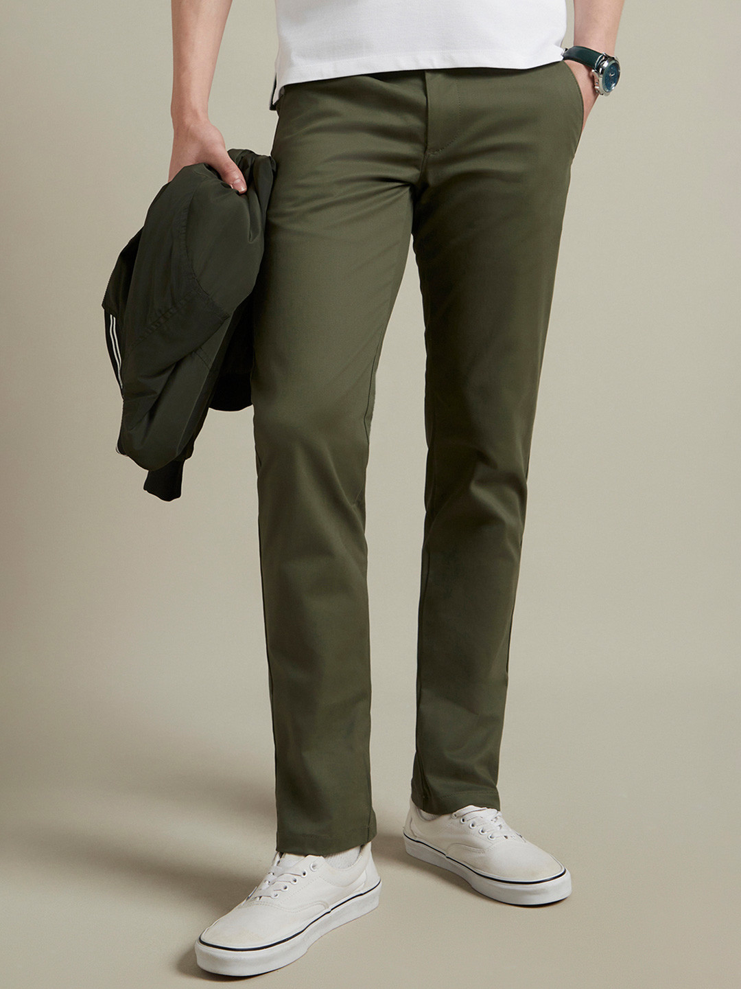 Men Slim Fit Textured Casual Trouser