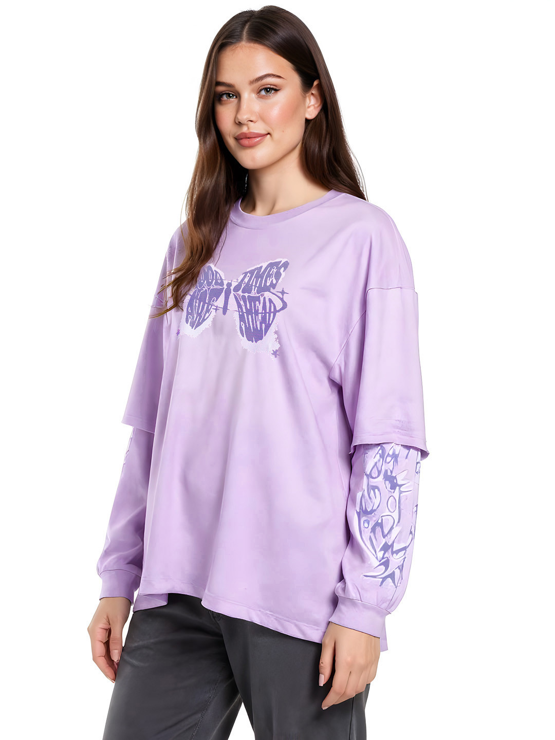 glitchez Conversational Print Doctor Sleeves Oversized Fit T-shirt