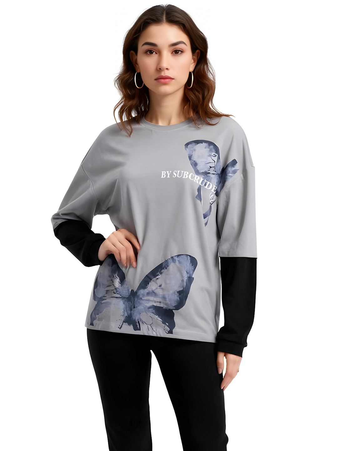 glitchez Printed Round Neck Doctor Sleeves Relaxed Fit T-shirt