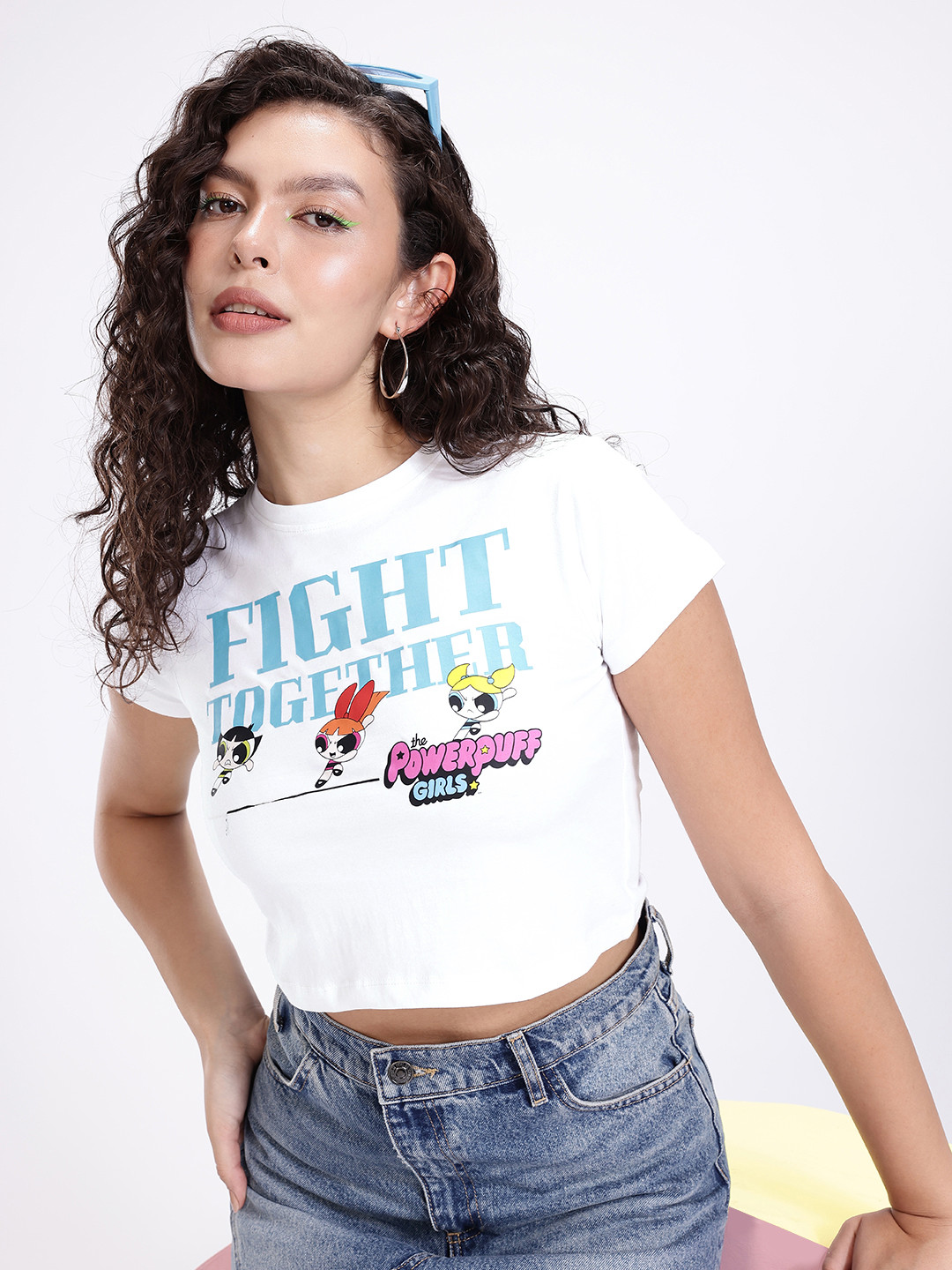 Kook N Keech Pure Cotton Powerpuff Girls Printed Crop T-shirt