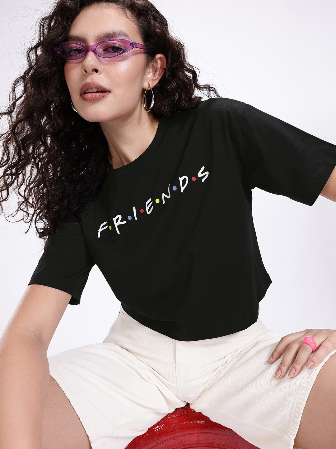 Kook N Keech Friends Typography Printed Crop Top