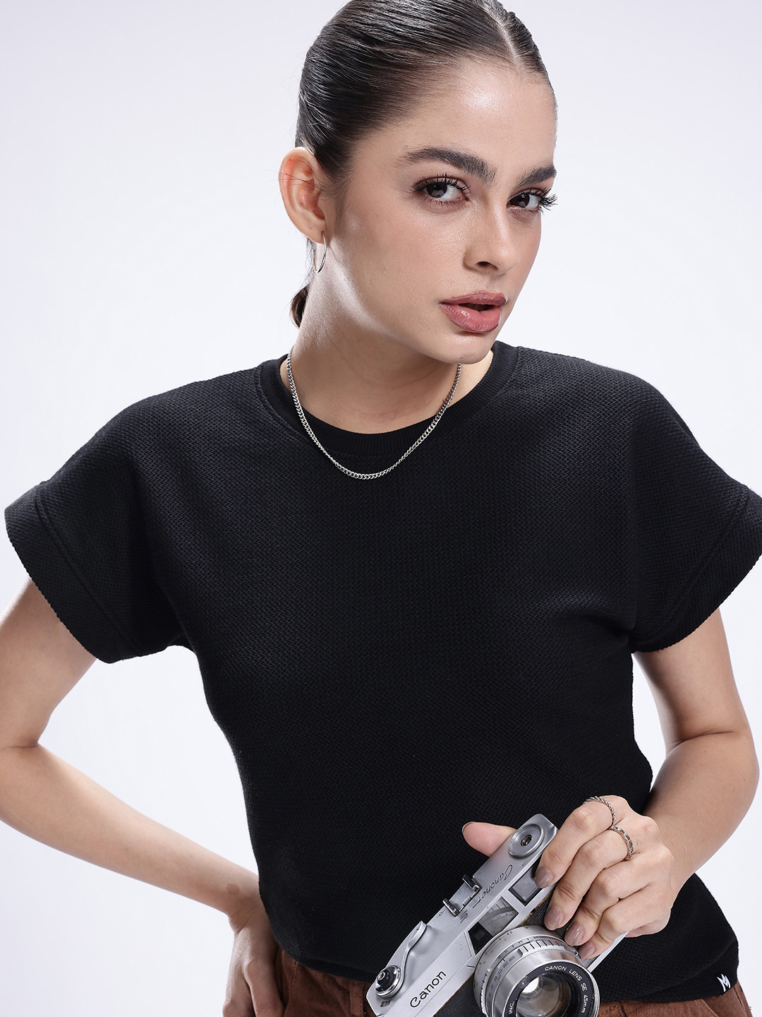 Kook N Keech Textured Extended Sleeves Cotton T-shirt