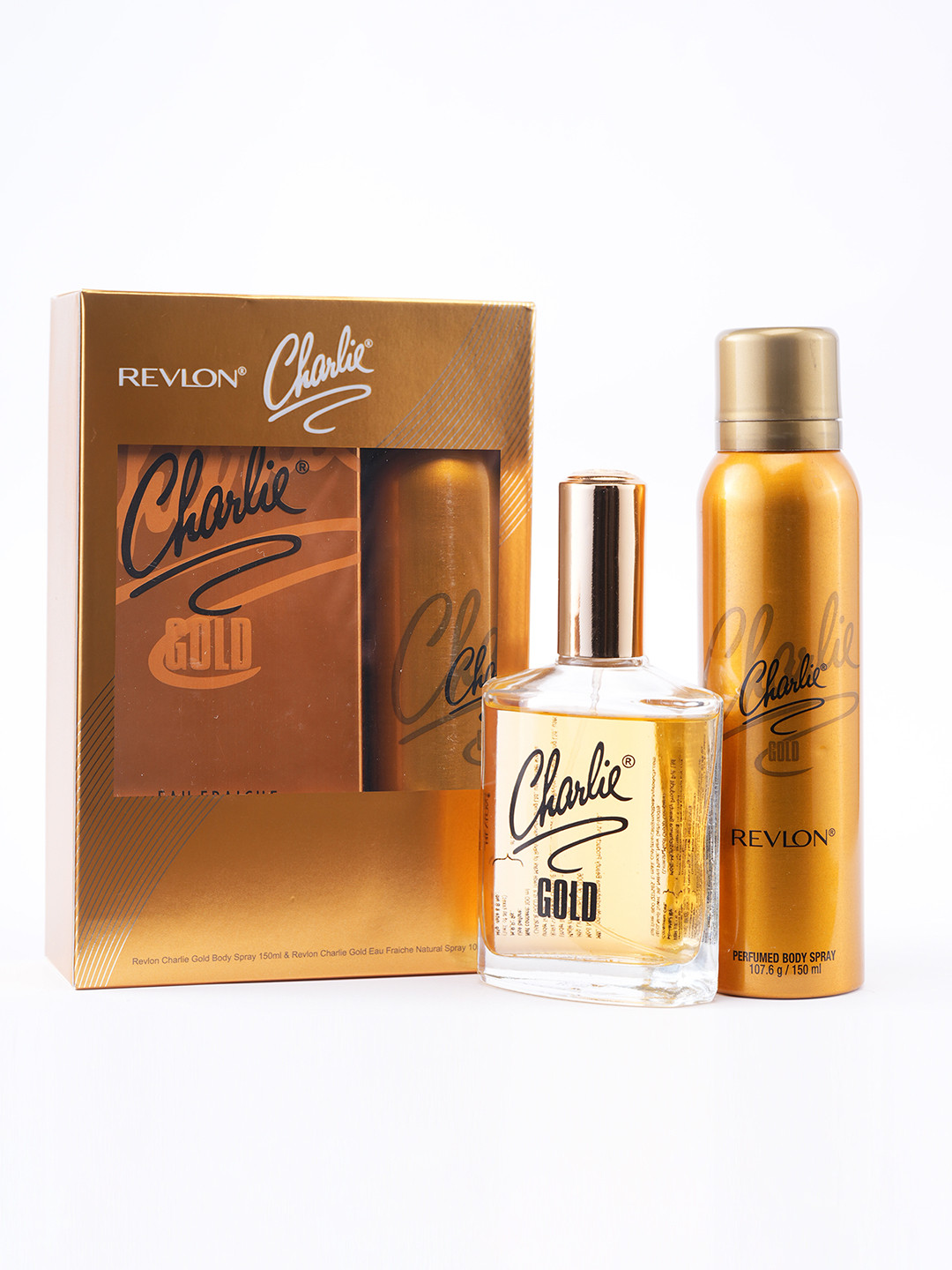 Revlon Set of 2 Charlie Gold Body Deo Spray -150ml & Natural Perfume Spray -100ml