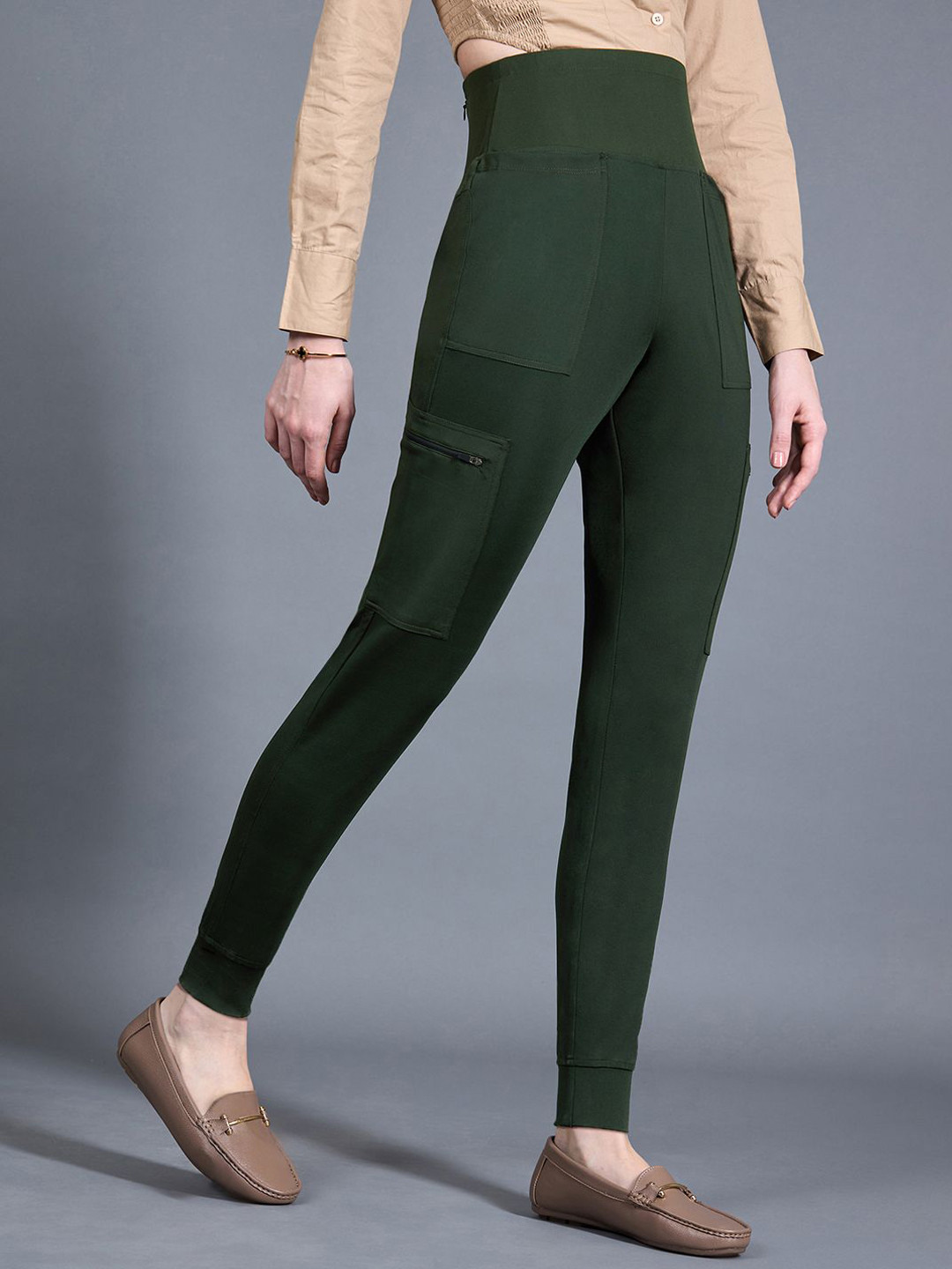 Miss Chase Women Solid Relaxed Fit Regular-Length Formal Trousers