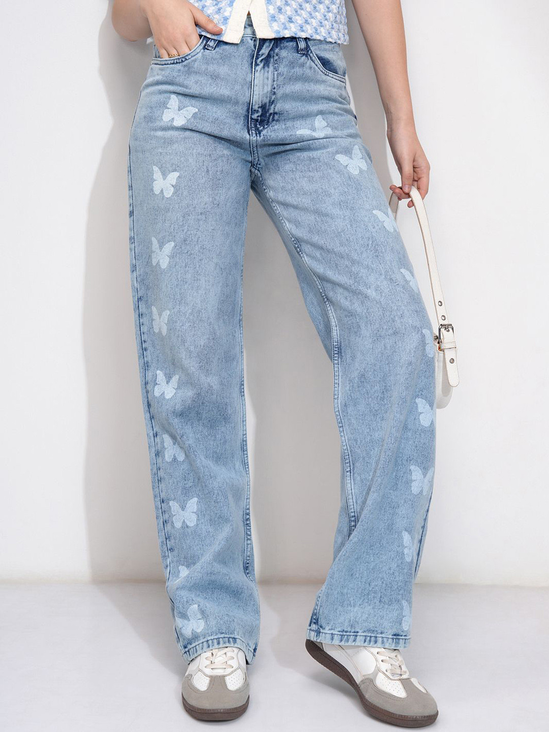 Tokyo Talkies Women Butterfly Printed Mid Rise Dad Jeans