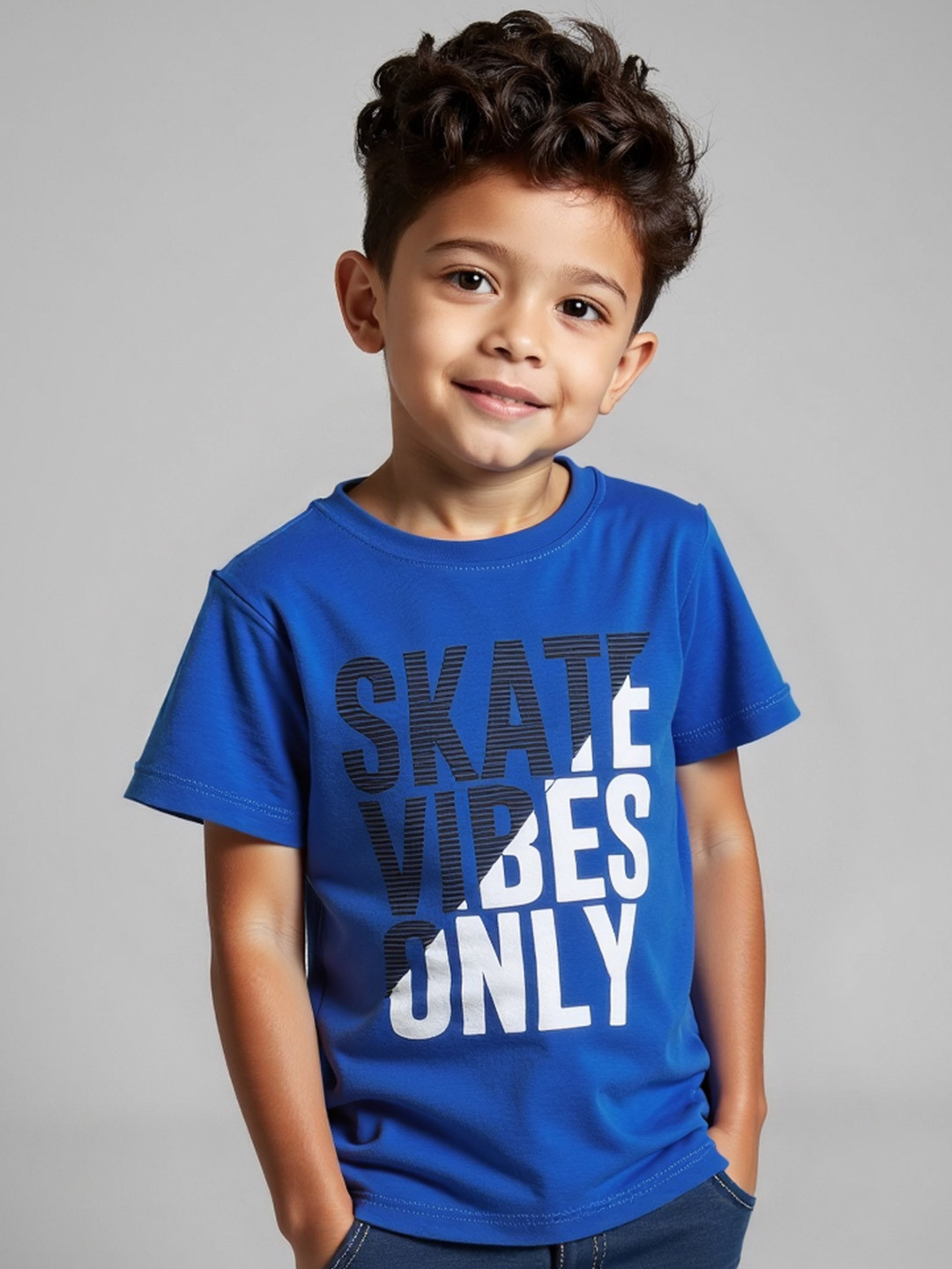 Tiny Toonzzz Boys Typography Printed Round Neck Cotton T-shirt