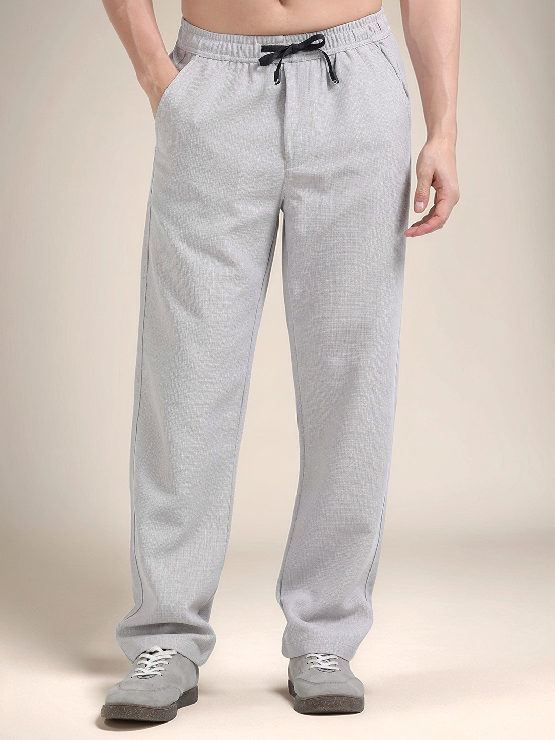 NEVER NEUD Men Relaxed Fit Lazy Linen Traveller Trousers