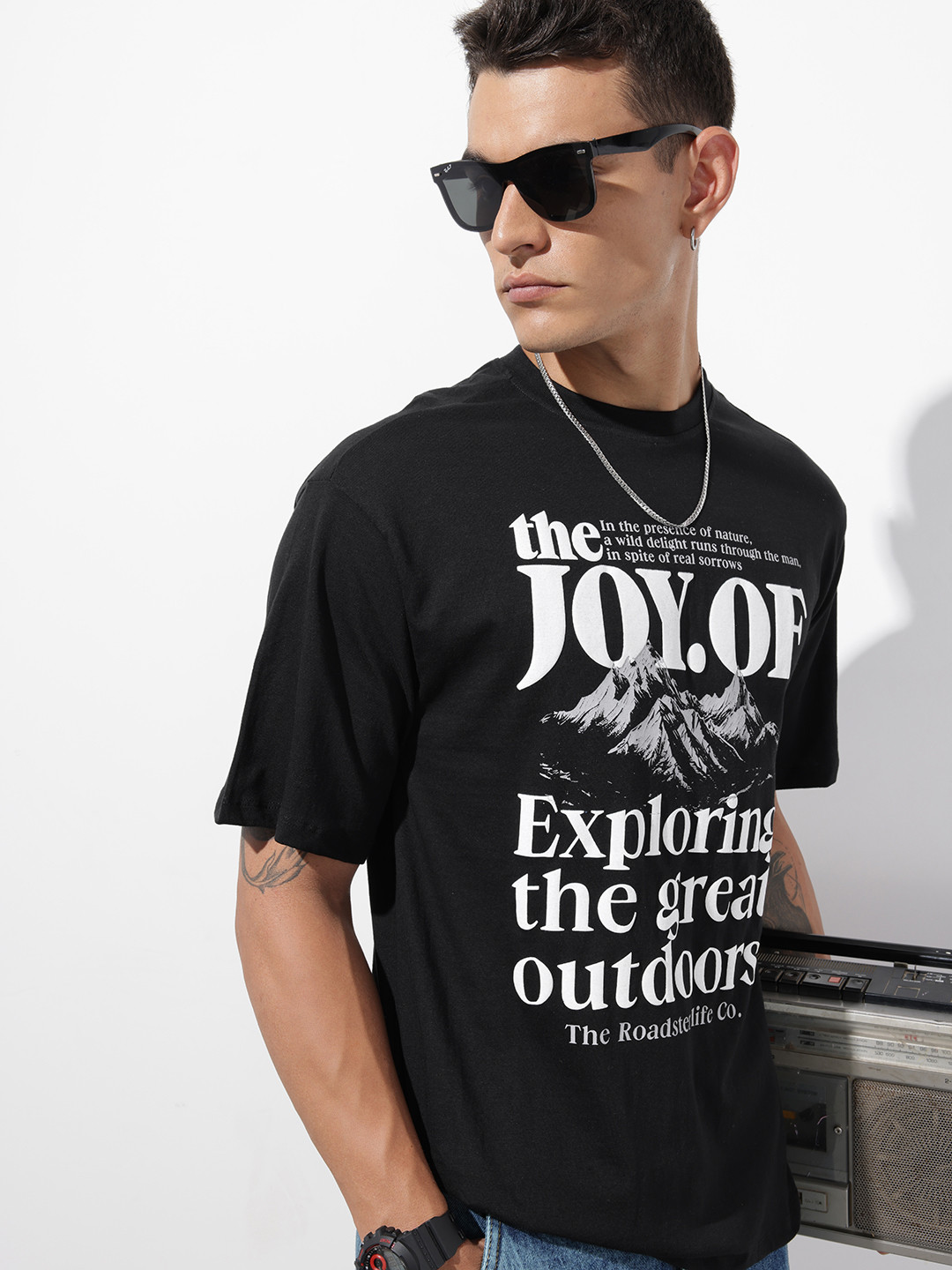 The Roadster Life Co. Relaxed Fit Graphic Printed Pure Cotton T-shirt
