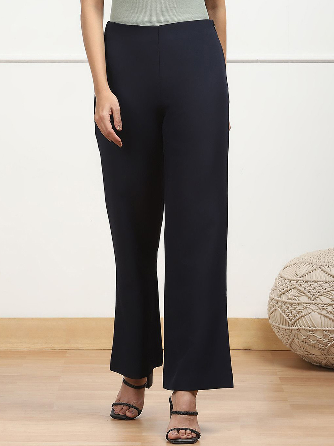 Biba Women Relaxed Mid-Rise Bootcut Trousers