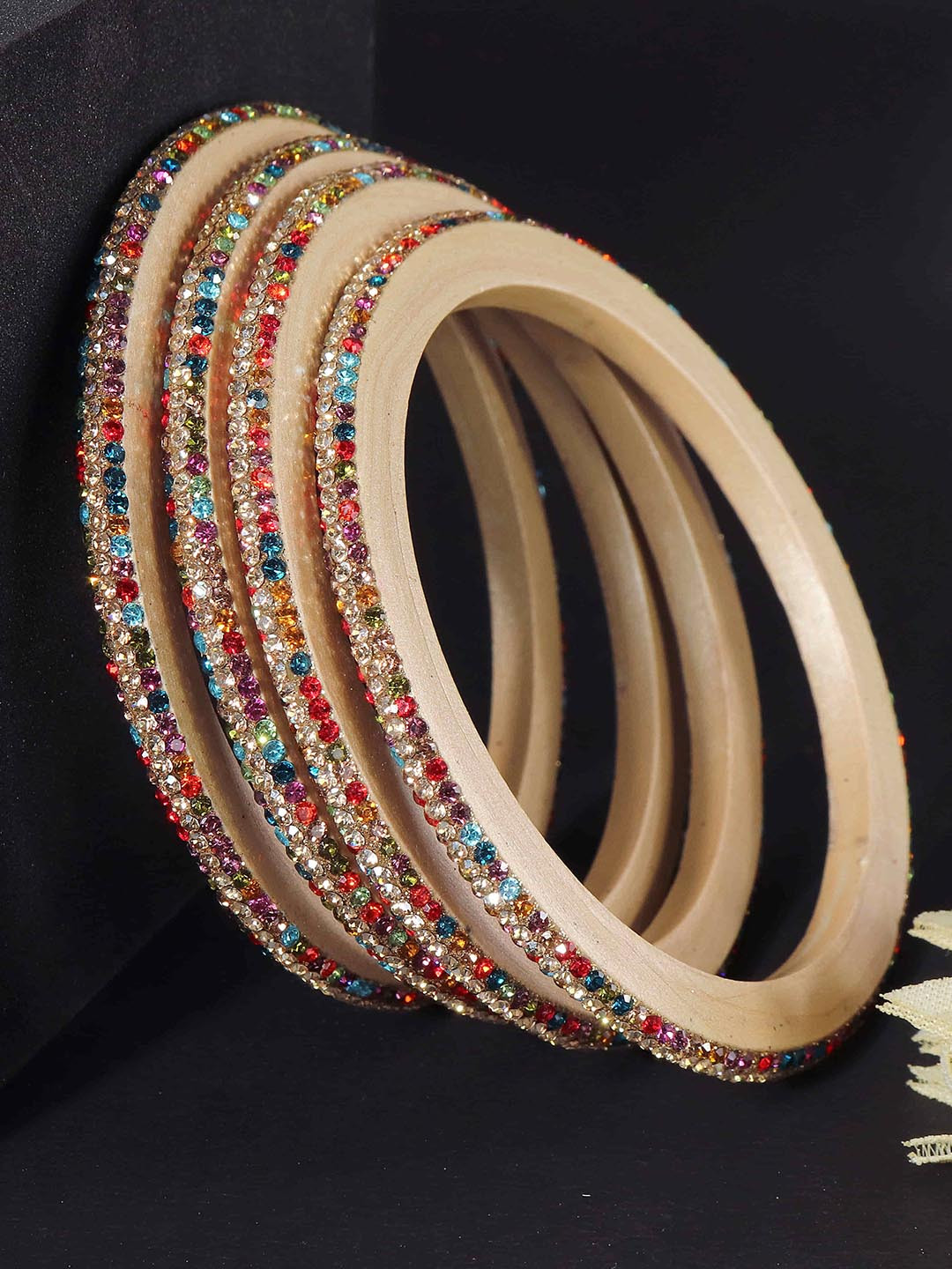 ZULKA Set Of 8 Zircon Diamond Stone Studded Kada Bangles
