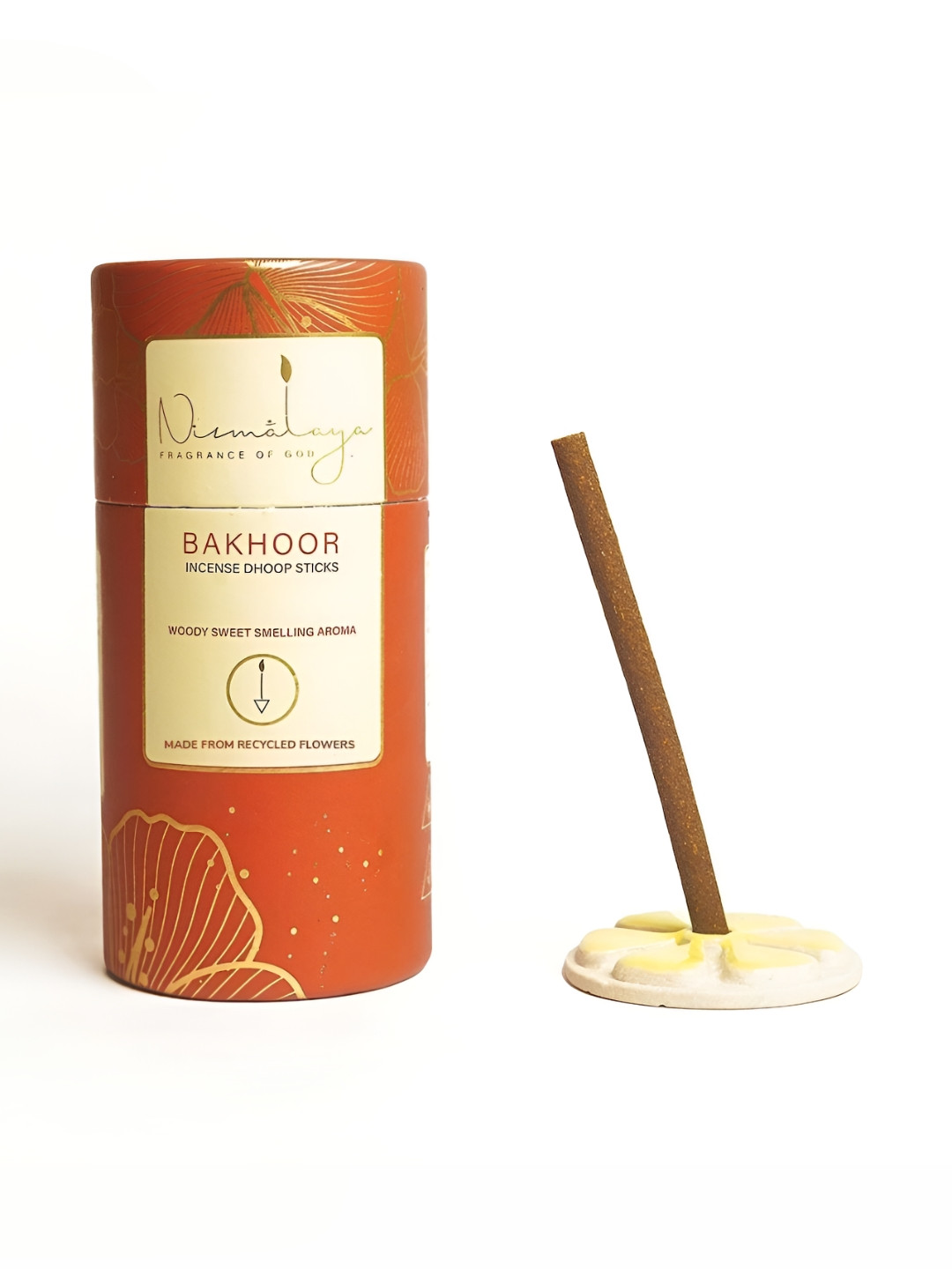 Nirmalaya 40 Pieces Brown & Beige 100% Organic Bakhoor Dhoop Sticks With Holder For Pooja