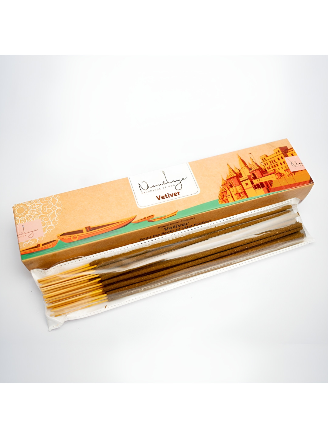 Nirmalaya Brown & Green 40 Pieces 100% Organic Vetiver-Khus Incense Sticks Agarbatti