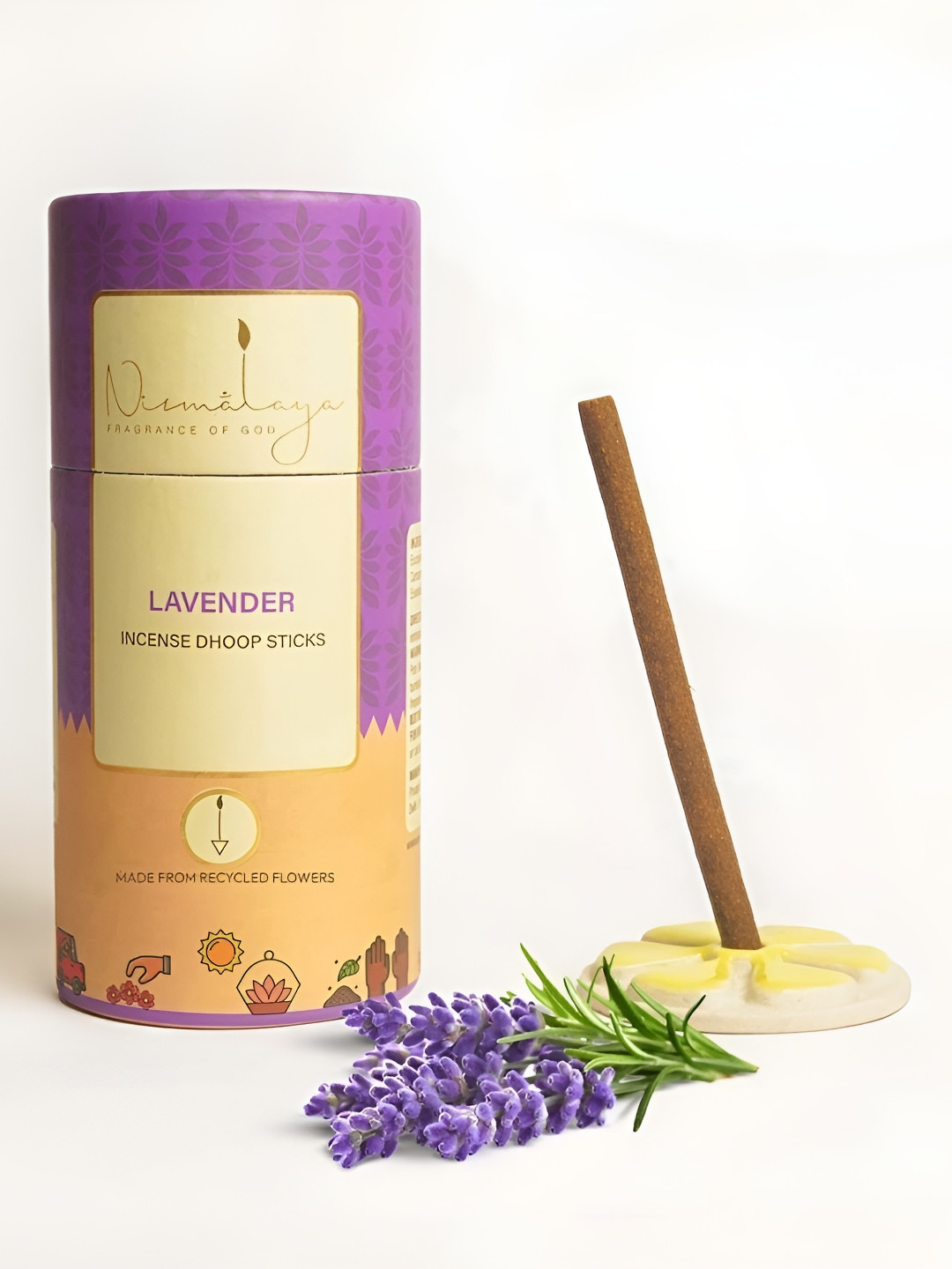 Nirmalaya Brown 40 Pieces Wooden 100% Natural Lavender Dhoop Sticks for Pooja Essentials