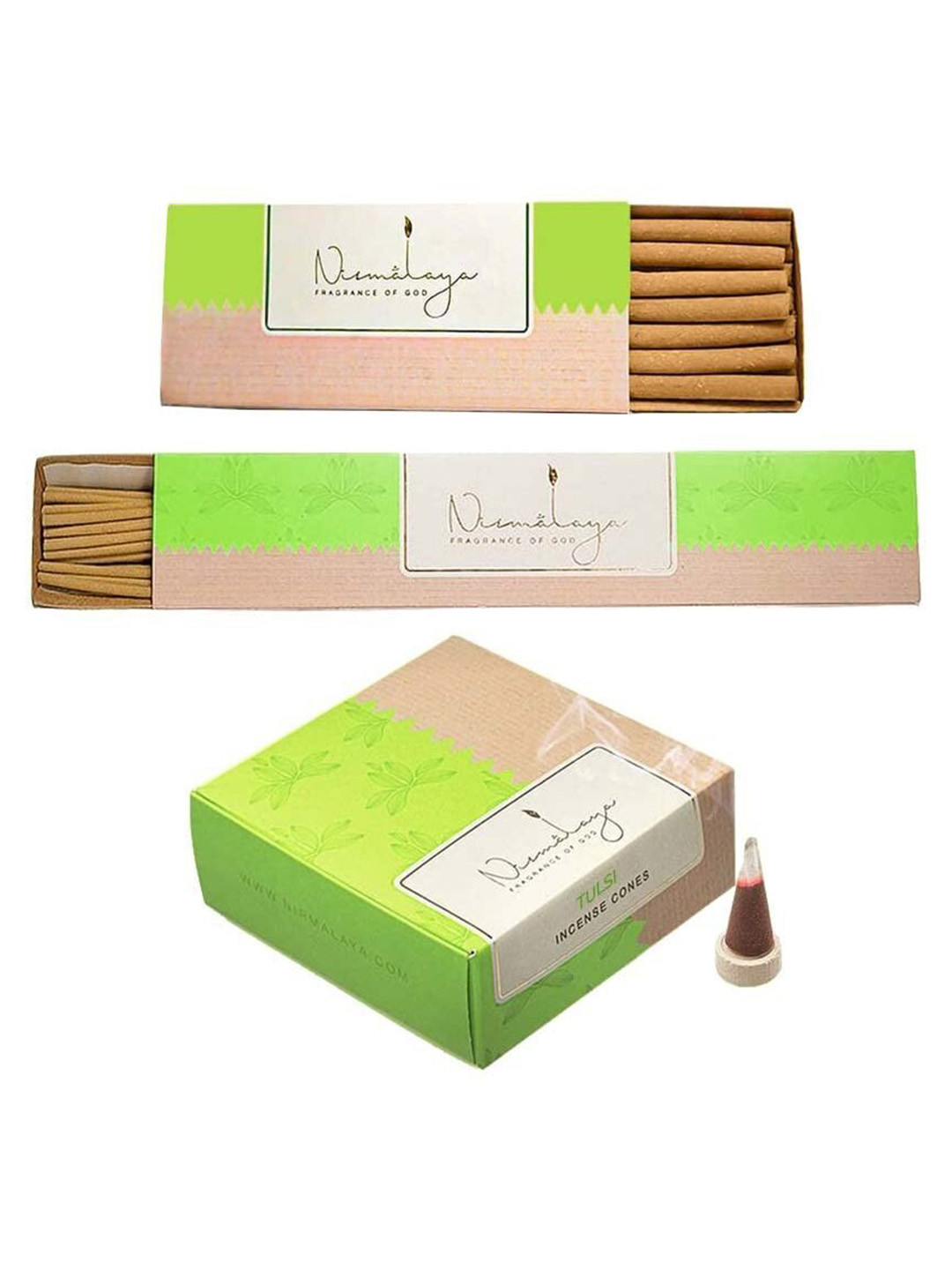 Nirmalaya 100-Pcs Brown & Green Tulsi Incense Combo