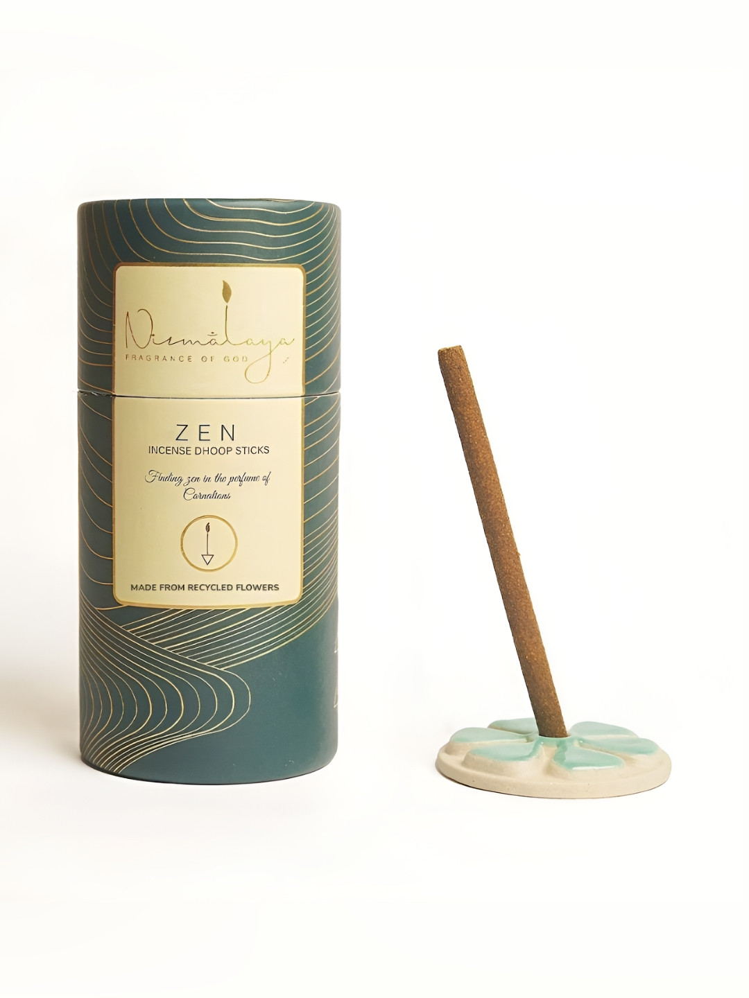 Nirmalaya 40 Pieces Brown & Green 100% Organic Zen Dhoop Sticks With Holder For Pooja