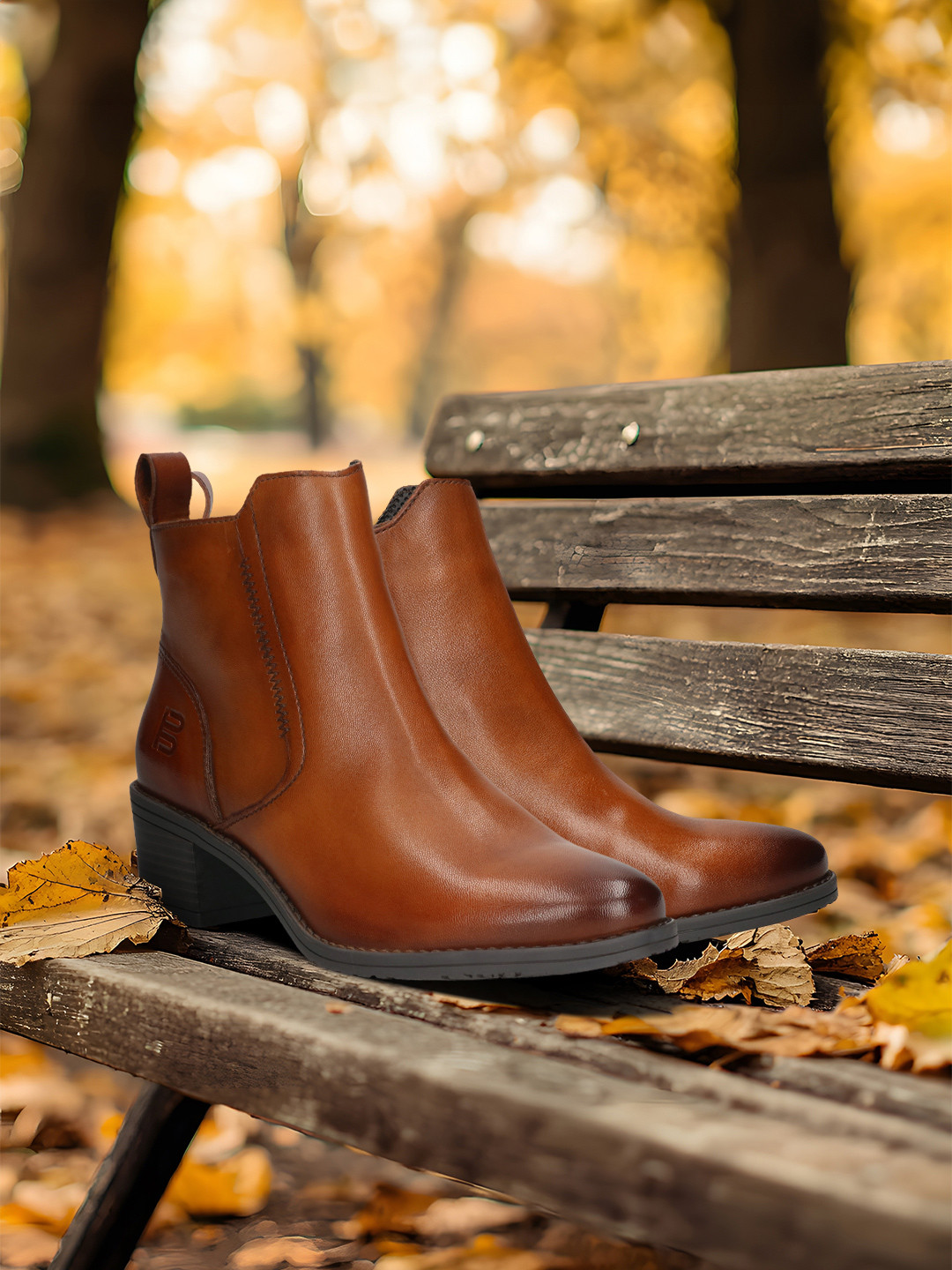 BAGATT Women Ruby I Cognac Block-Heeled Chelsea Boots