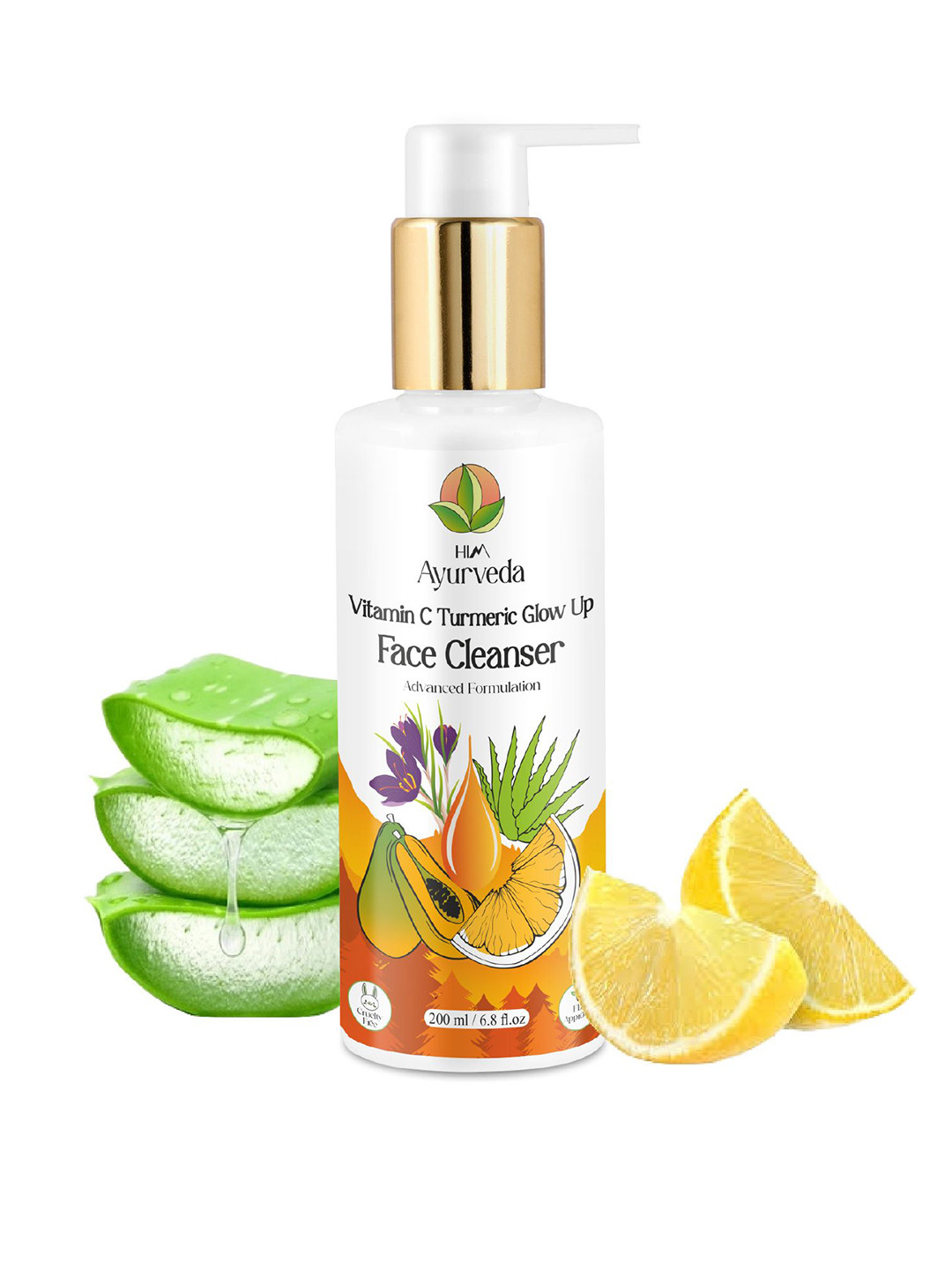 HIM AYURVEDA Vitamin C Turmeric Glow Up Face Cleanser For Glowing Skin - 200 ml
