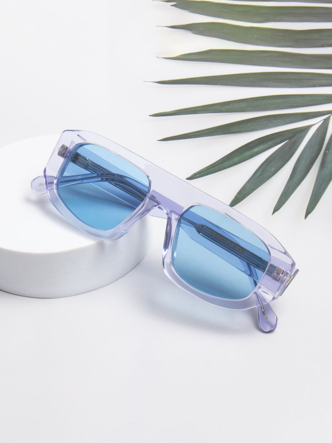 Ted Smith Unisex Crystal-Blue Wayfarer Premium Acetate Sunglasses for with Polarised Lens