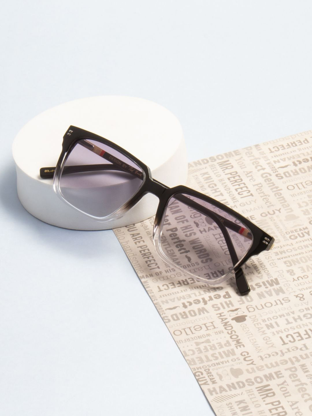 Ted Smith Unisex Grey Square Iconic Acetate Sunglasses with Polarised Lens