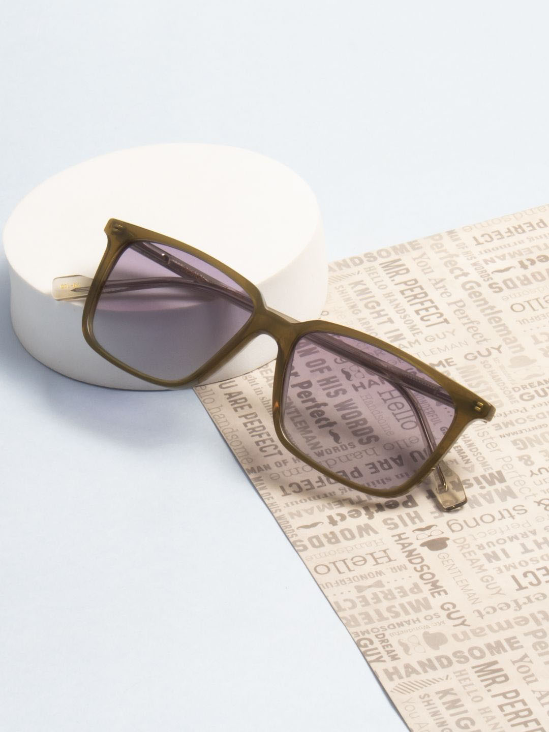 Ted Smith Unisex Grey Square Iconic Acetate Sunglasses with Polarised Lens