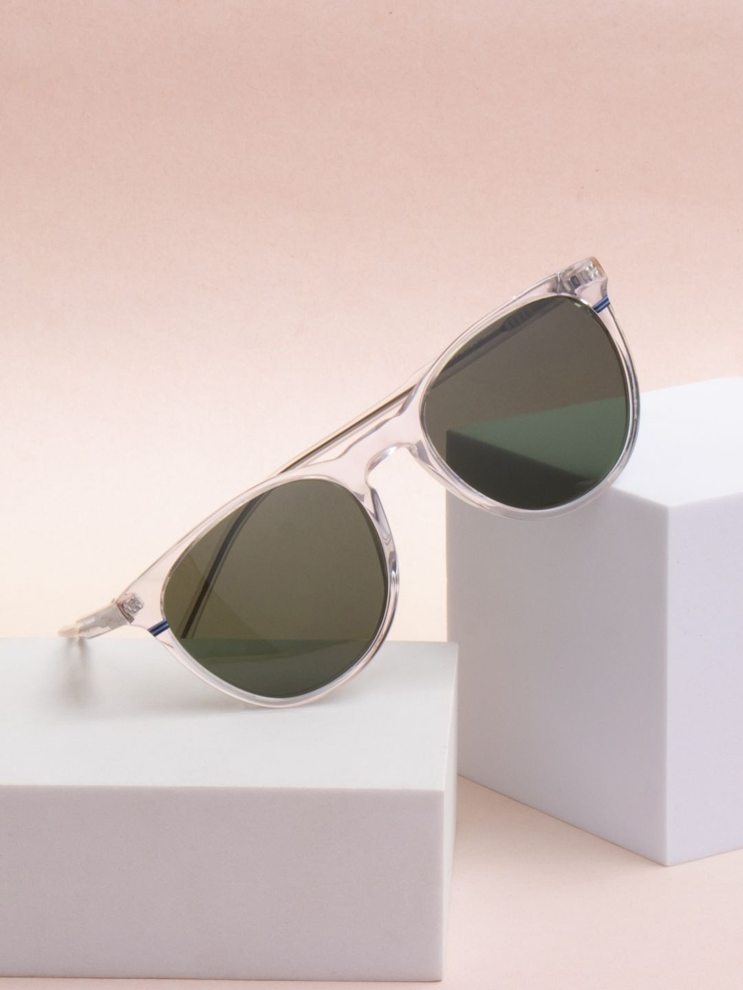 Ted Smith Unisex Green Round Iconic Acetate Sunglasses with Polarised Lens