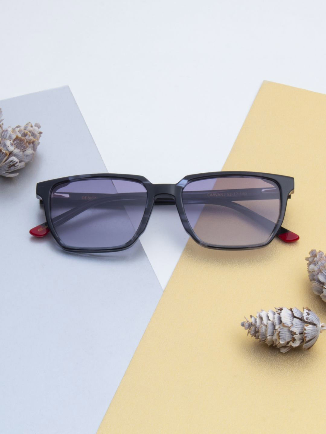 Ted Smith Unisex Blue-Purple Polarised Lens Square Acetate Sunglasses