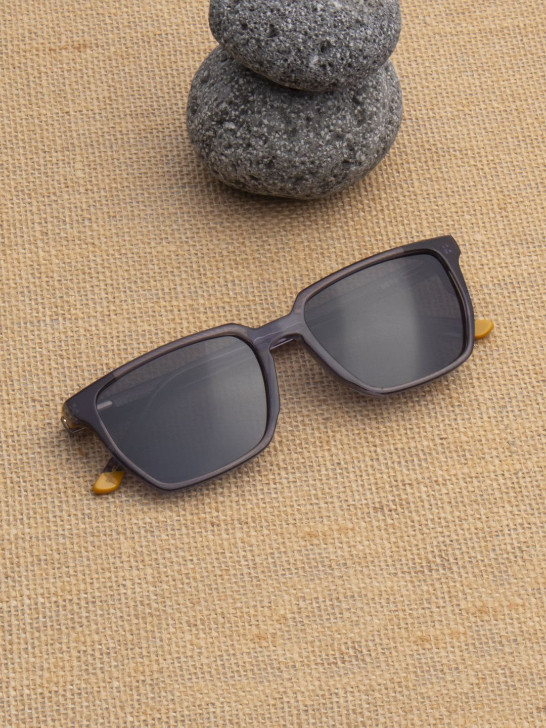 Ted Smith Unisex Grey Square Premium Acetate Sunglasses for with Polarised Lens