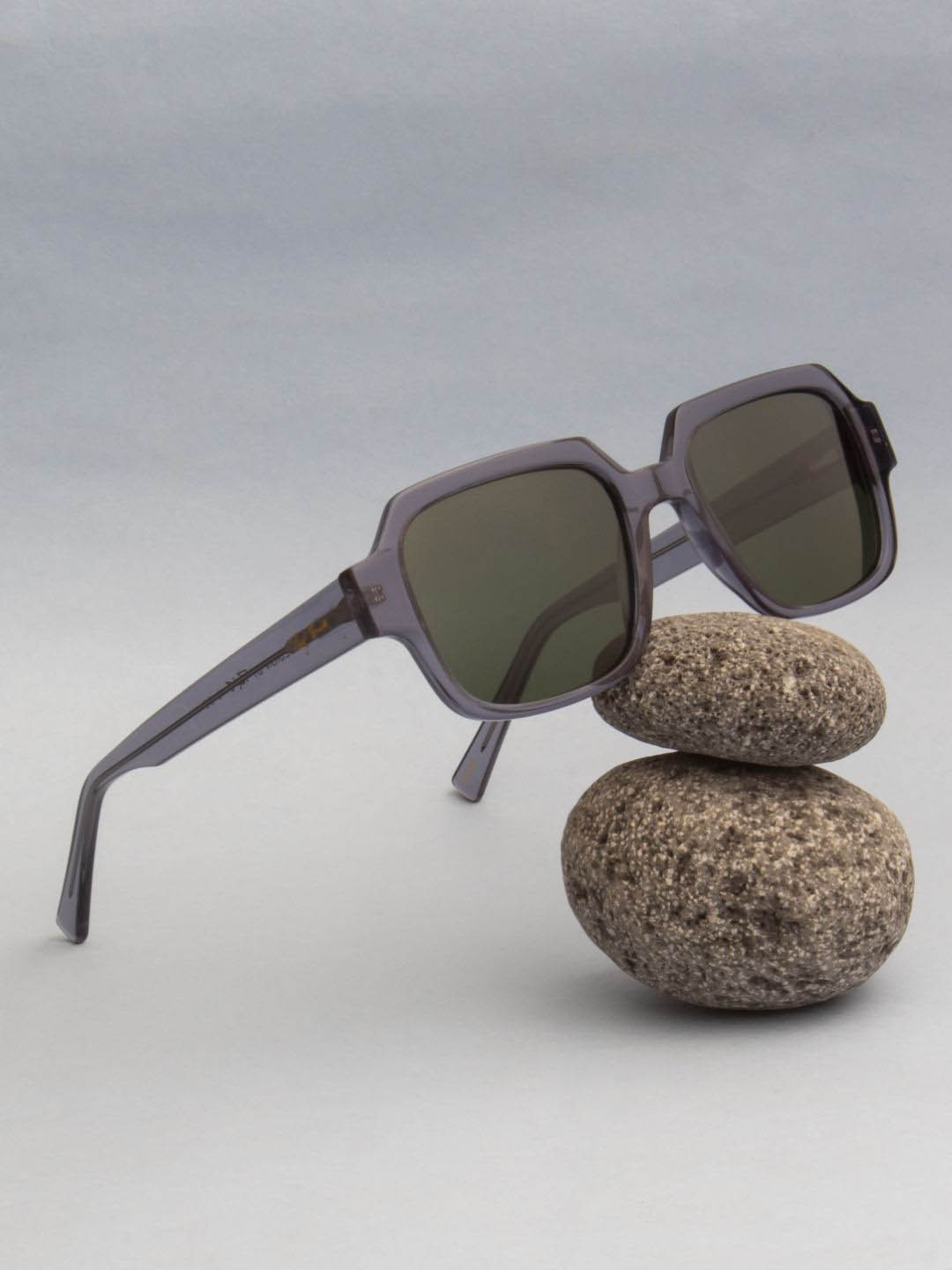 Ted Smith Unisex Green Square Iconic Acetate Sunglasses with Polarised Lens