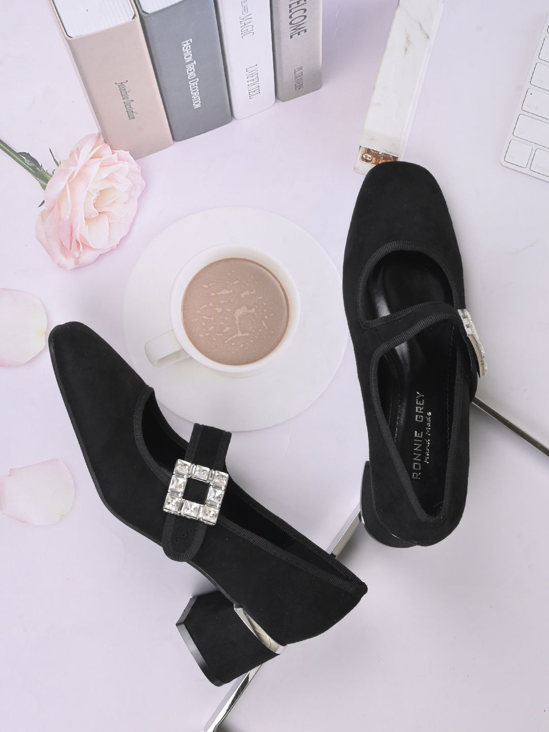 Ronnie Grey Women Square Toe Block Heel Pumps