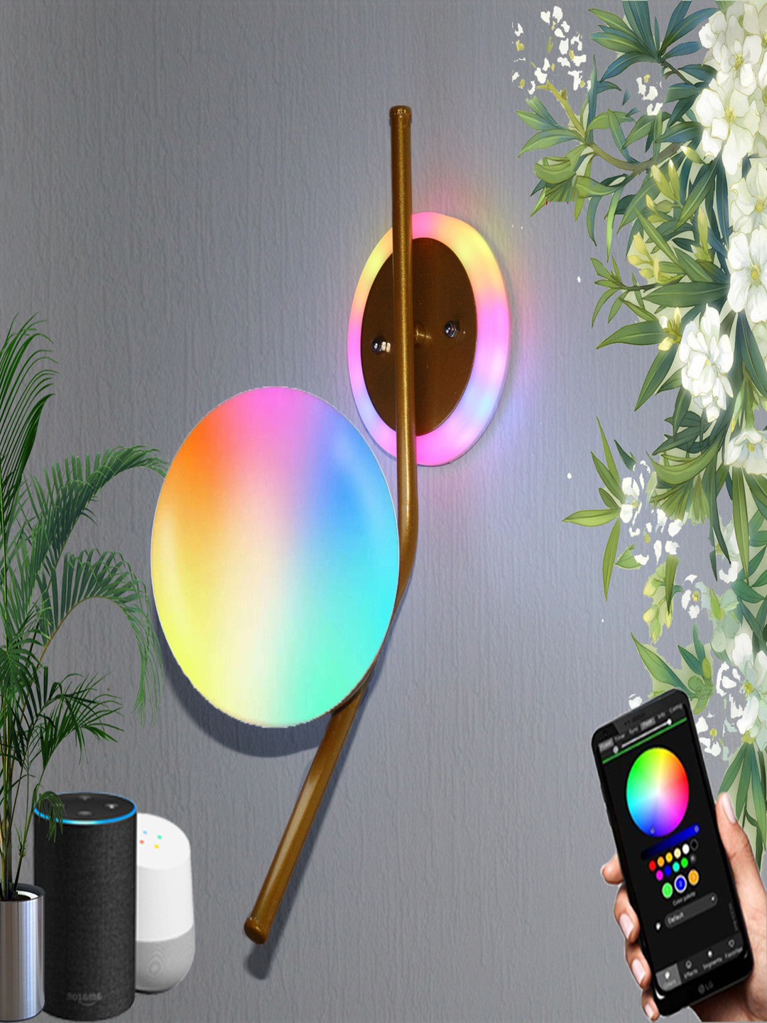 Raptors Yellow & Blue Spherical Smart Wall Lamp With Bulb