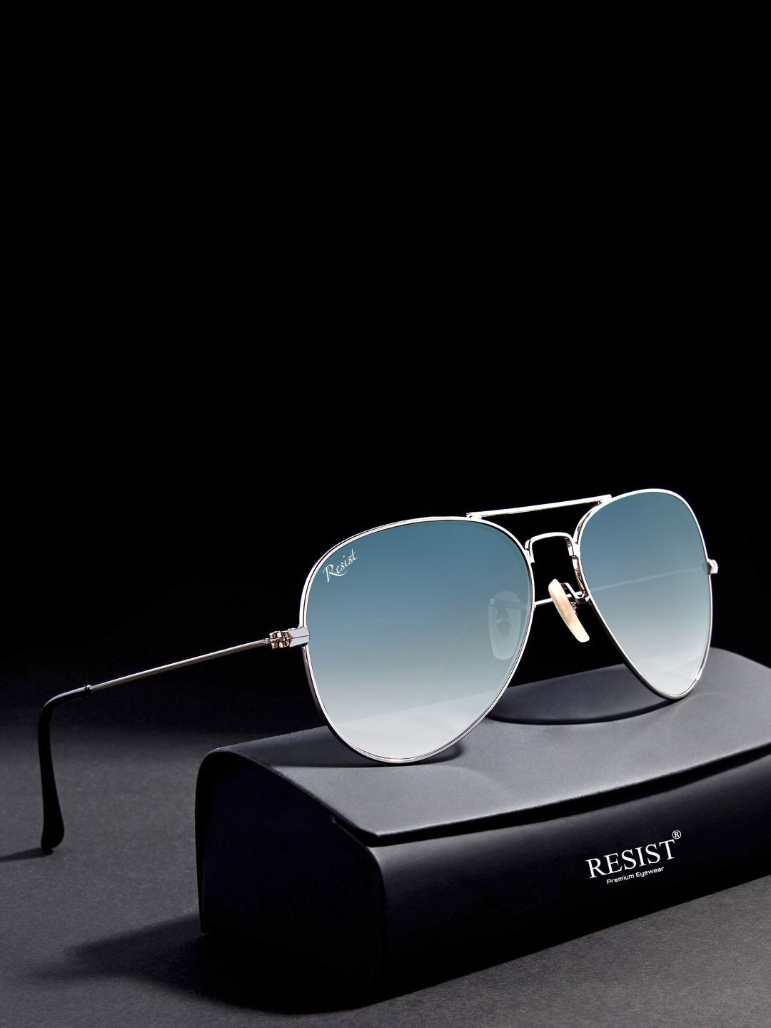 RESIST EYEWEAR Unisex Aviator Sunglasses with UV Protected Lens AIRCRAFTS SILVER BLACK DC2