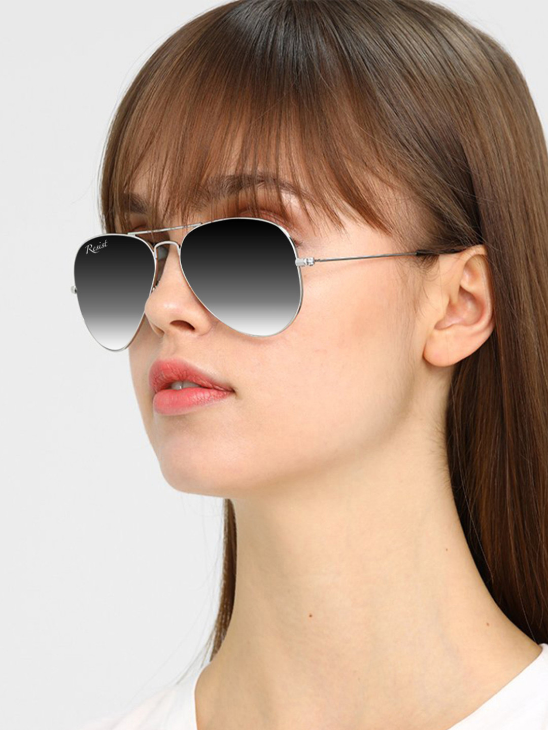 RESIST EYEWEAR Unisex Aviator Sunglasses with UV Protected Lens AIRCRAFTS SILVER BLACK DC1