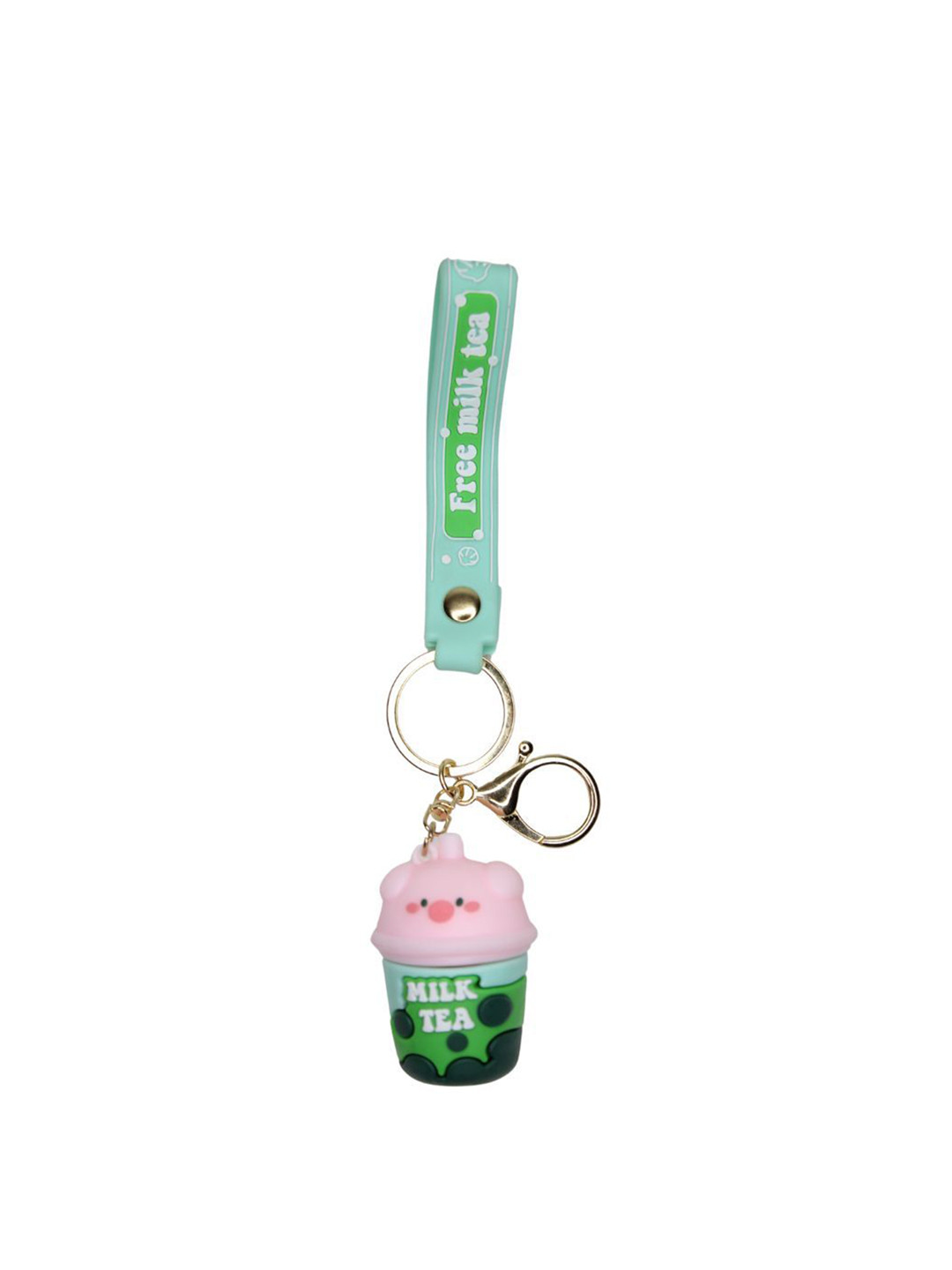Wonderland Kids Lightweight Pig Milk Tea Rubber Key Chain