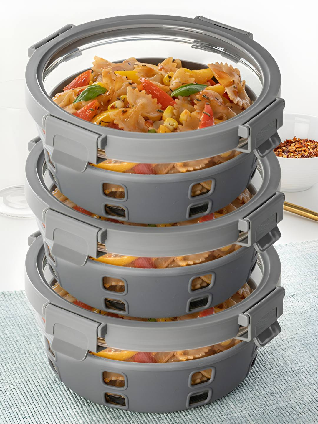 BOROSILKlip N Store Transparent 3 Pieces Borosilicate Glass Fridge Containers 950 ml Each