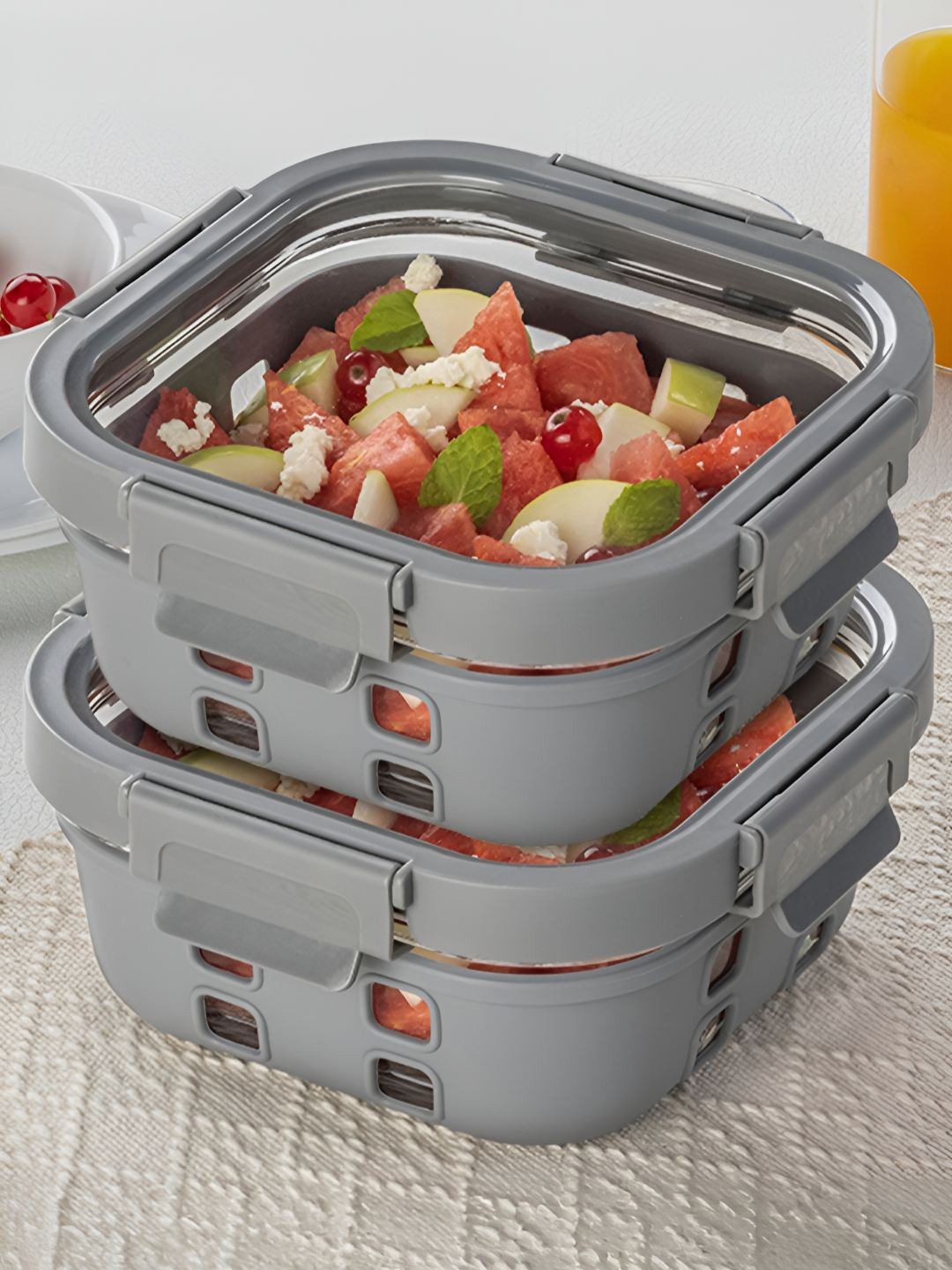 Borosil Klip N Store Transparent Borosilicate Glass Air Tight 2 Piece Clip-On Fridge Container-800ml