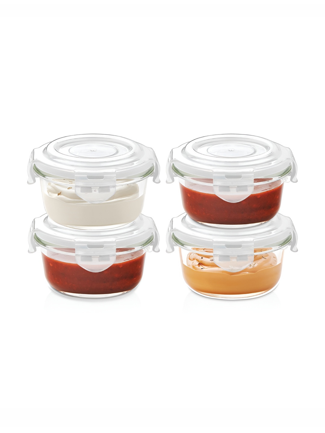 Borosil Klip N Store Transparent Borosilicate Glass Air Tight 4 Piece Clip-On Canister-240ml